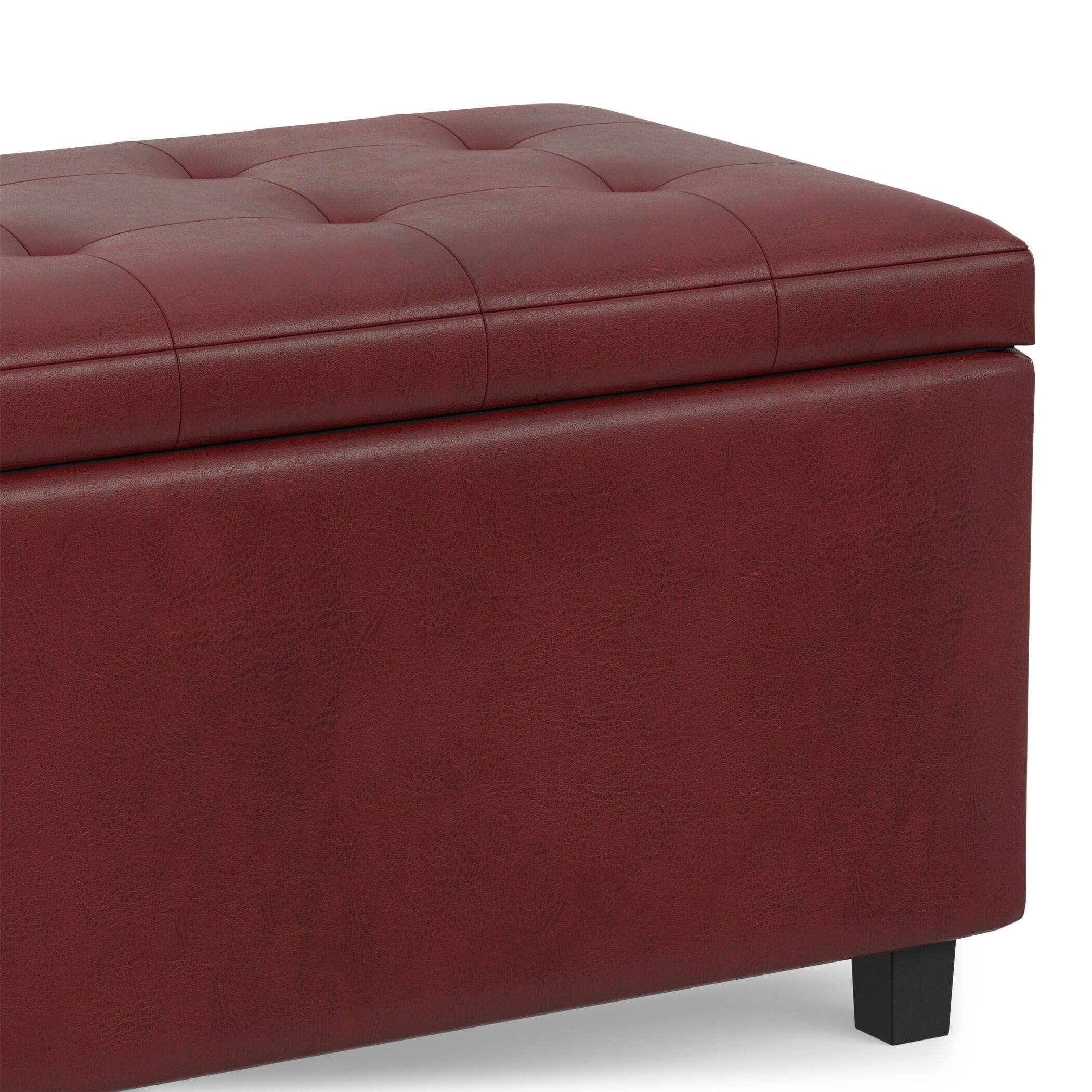 Ottoman Wide Storage Ottoman, Red, large