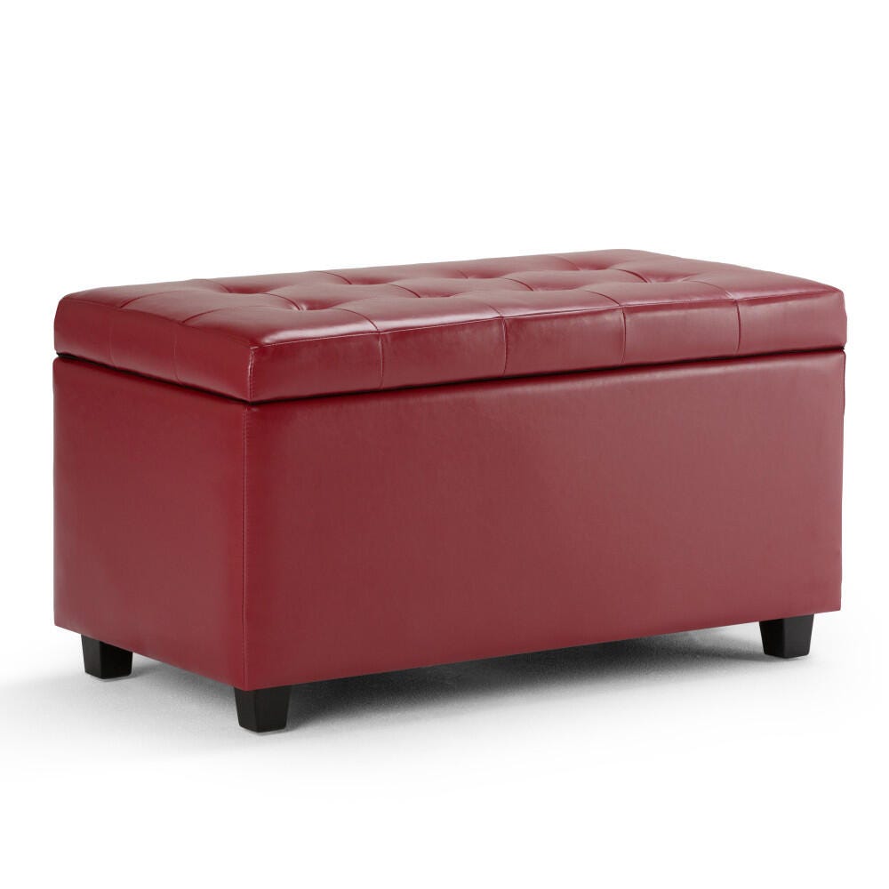 Ottoman Wide Storage Ottoman, Red, large