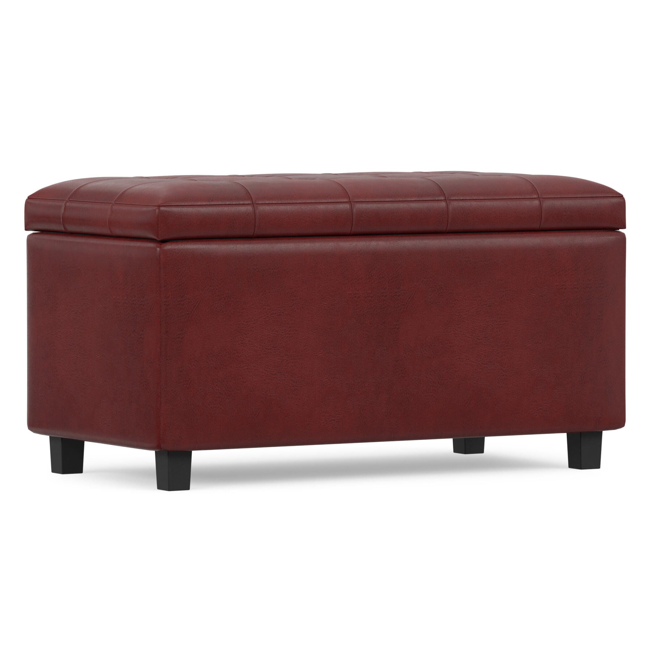 Ottoman Wide Storage Ottoman, Red, large
