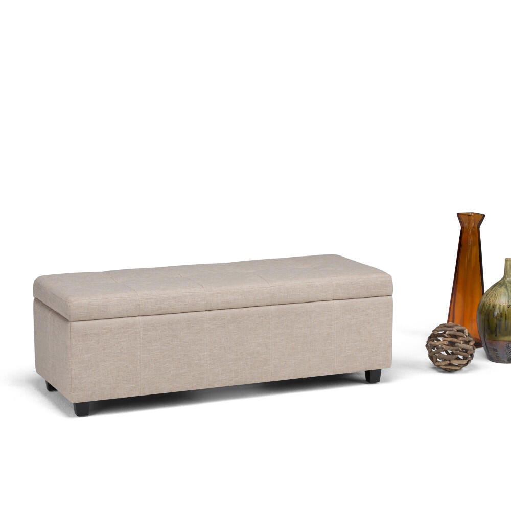 Ottoman Storage Ottoman with Lift-top Lid, Natural, rollover
