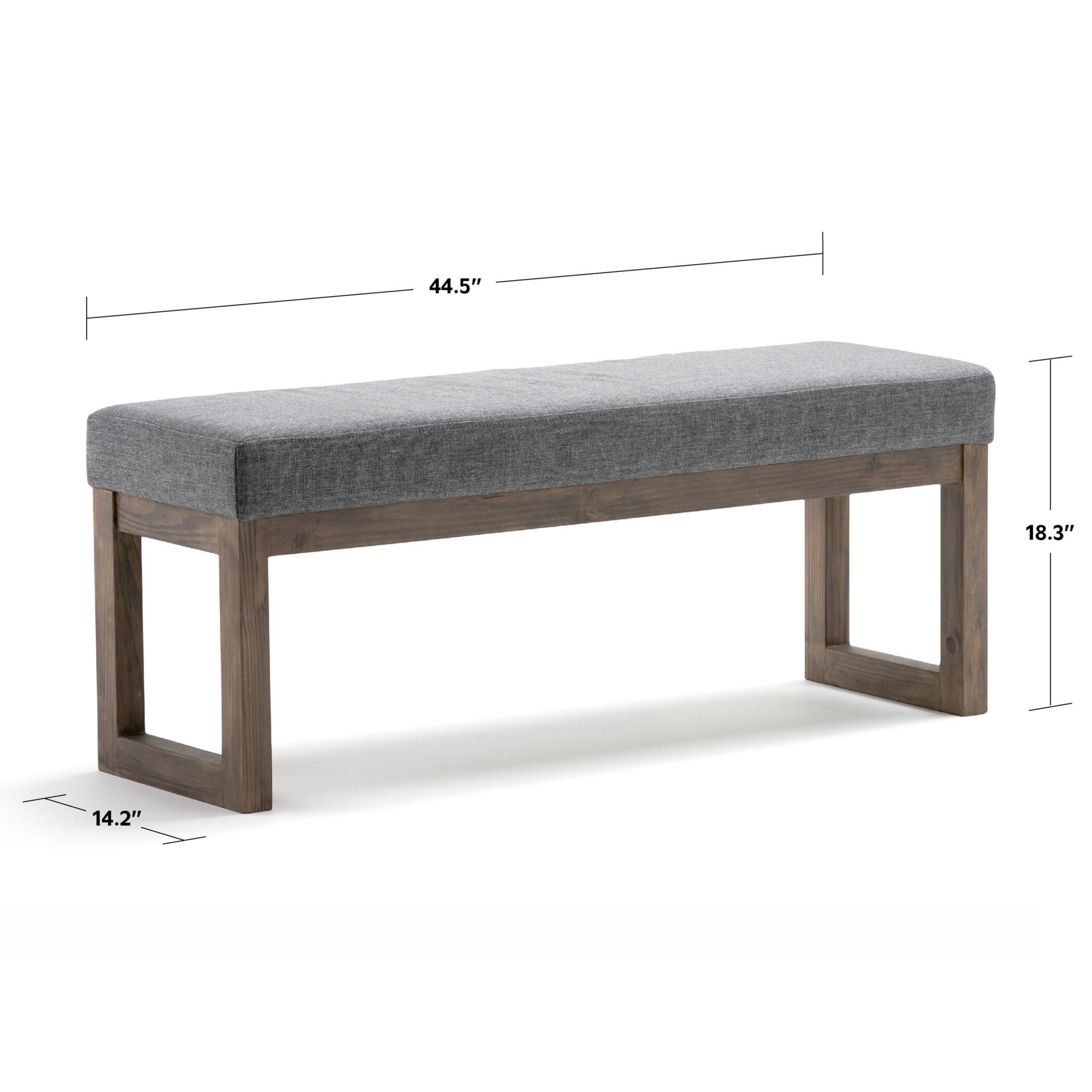 Simpli Home Milltown Ottoman Bench, Gray, large