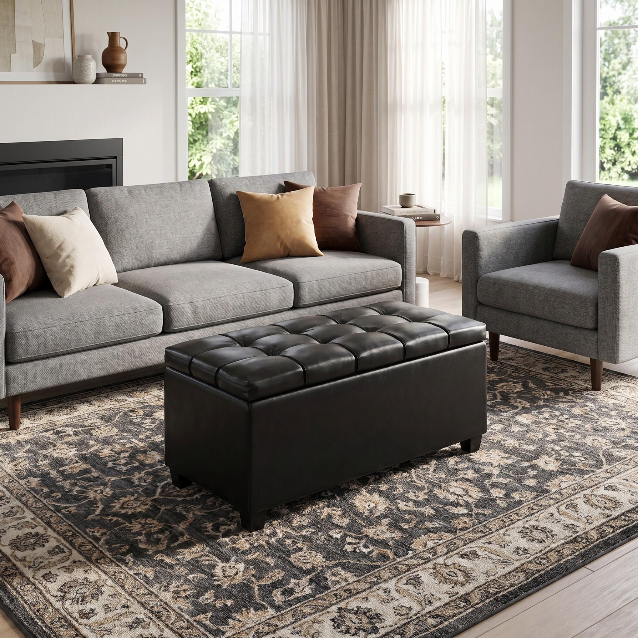 Ottoman Storage Ottoman, Midnight Black, large