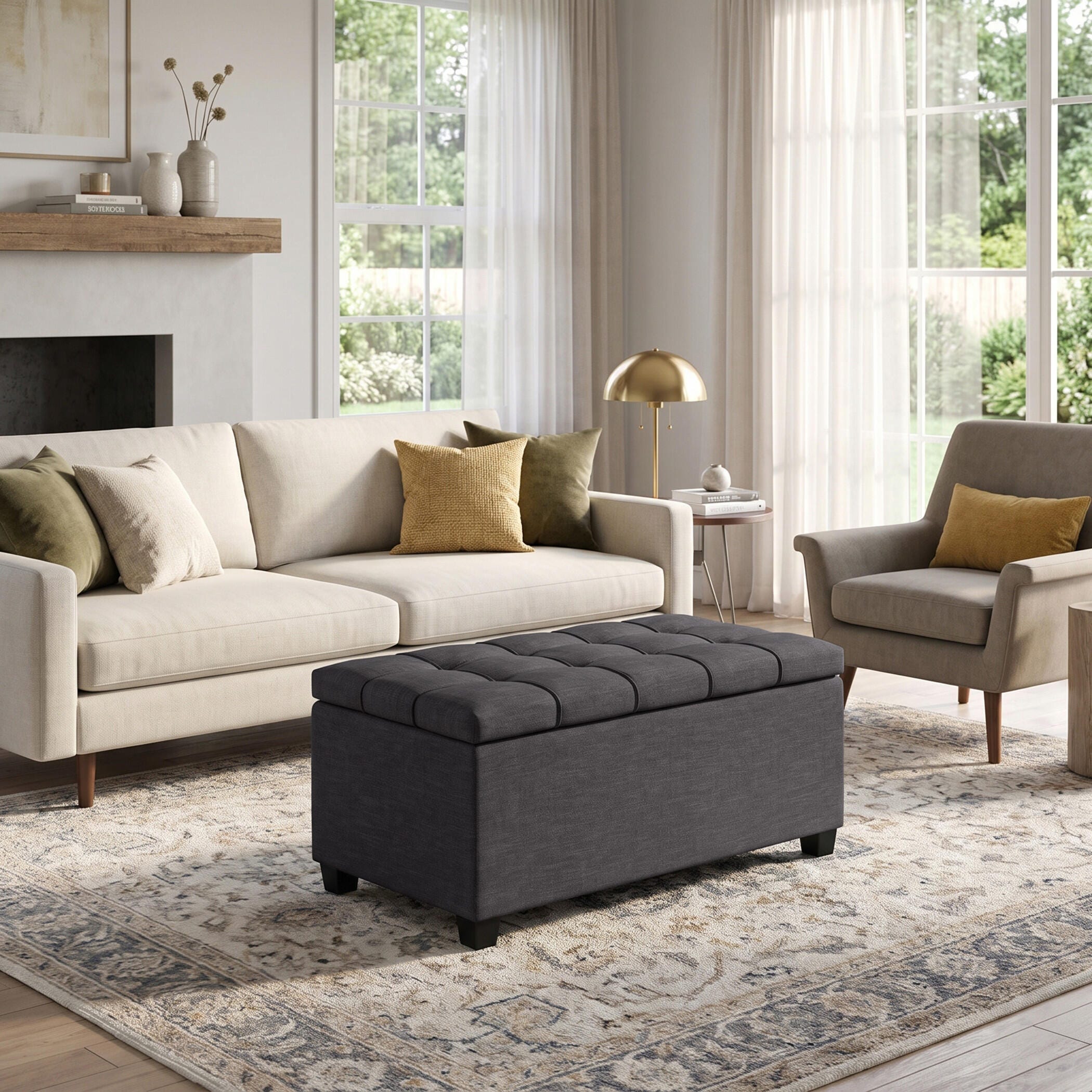 Ottoman Storage Ottoman, Slate Gray, large
