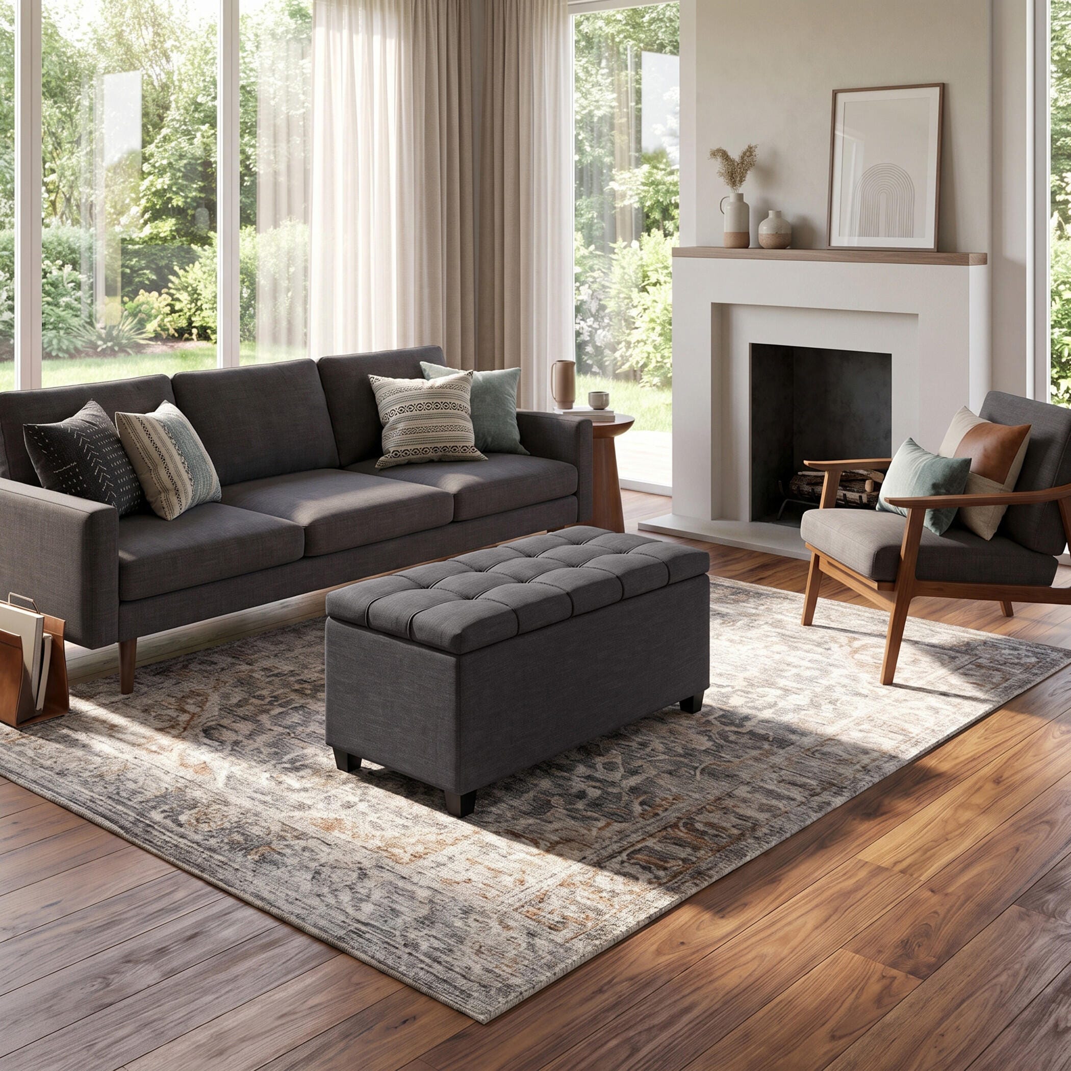 Ottoman Storage Ottoman, Slate Gray, large