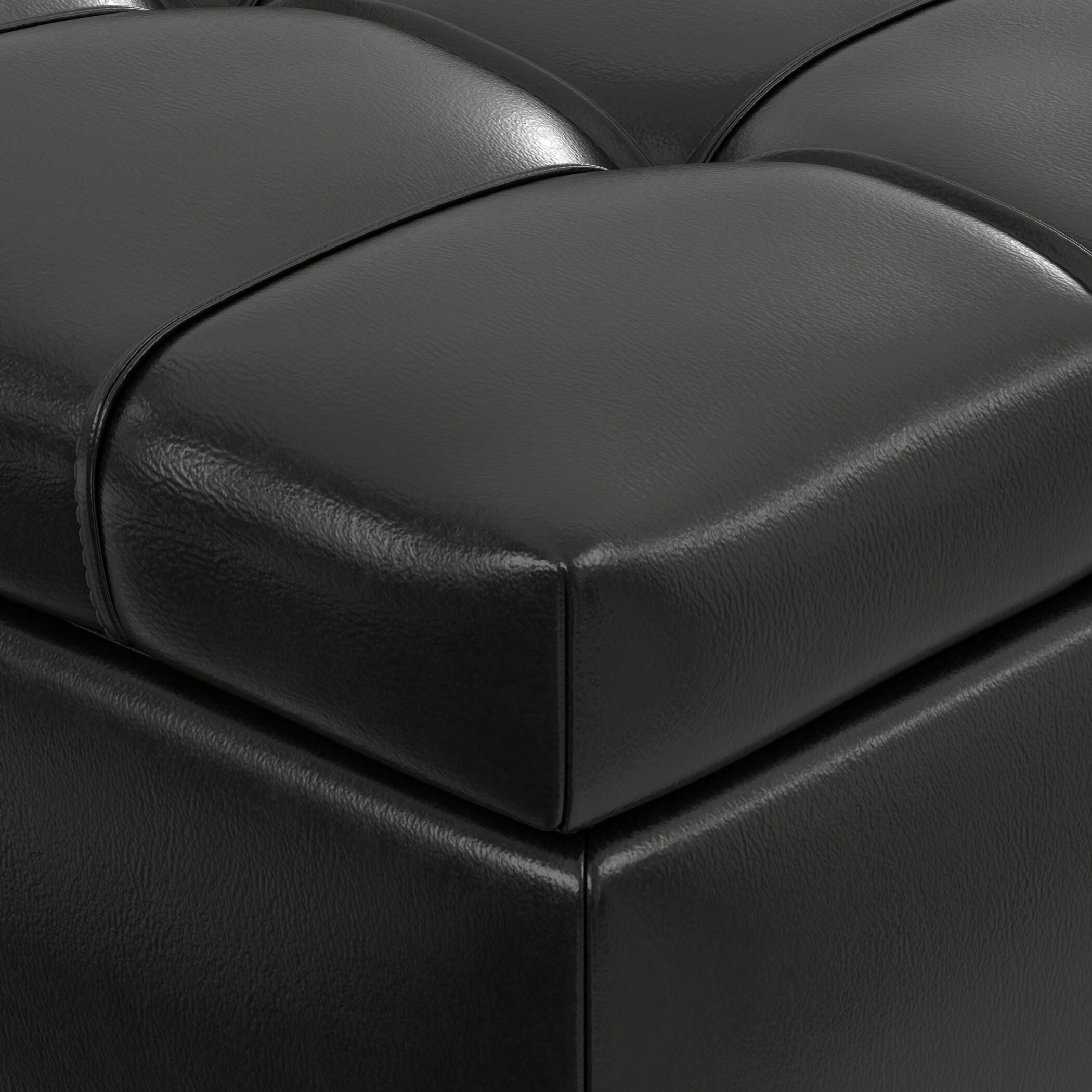 Simpli Home Saxon Ottoman Bench, Midnight Black, large