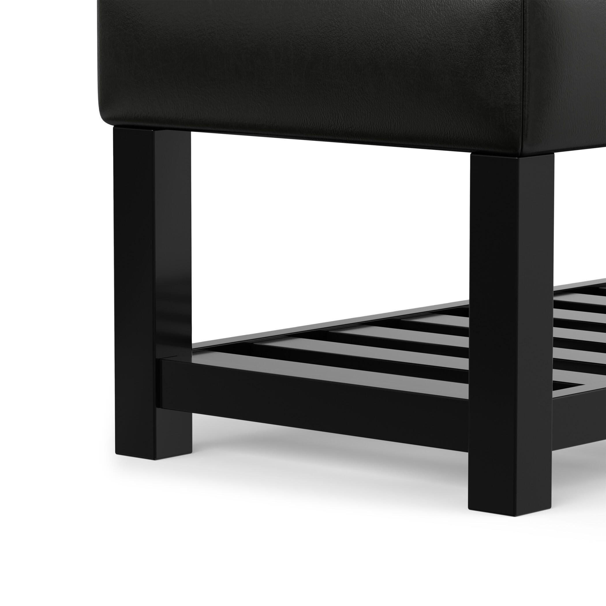 Simpli Home Saxon Ottoman Bench, Midnight Black, large