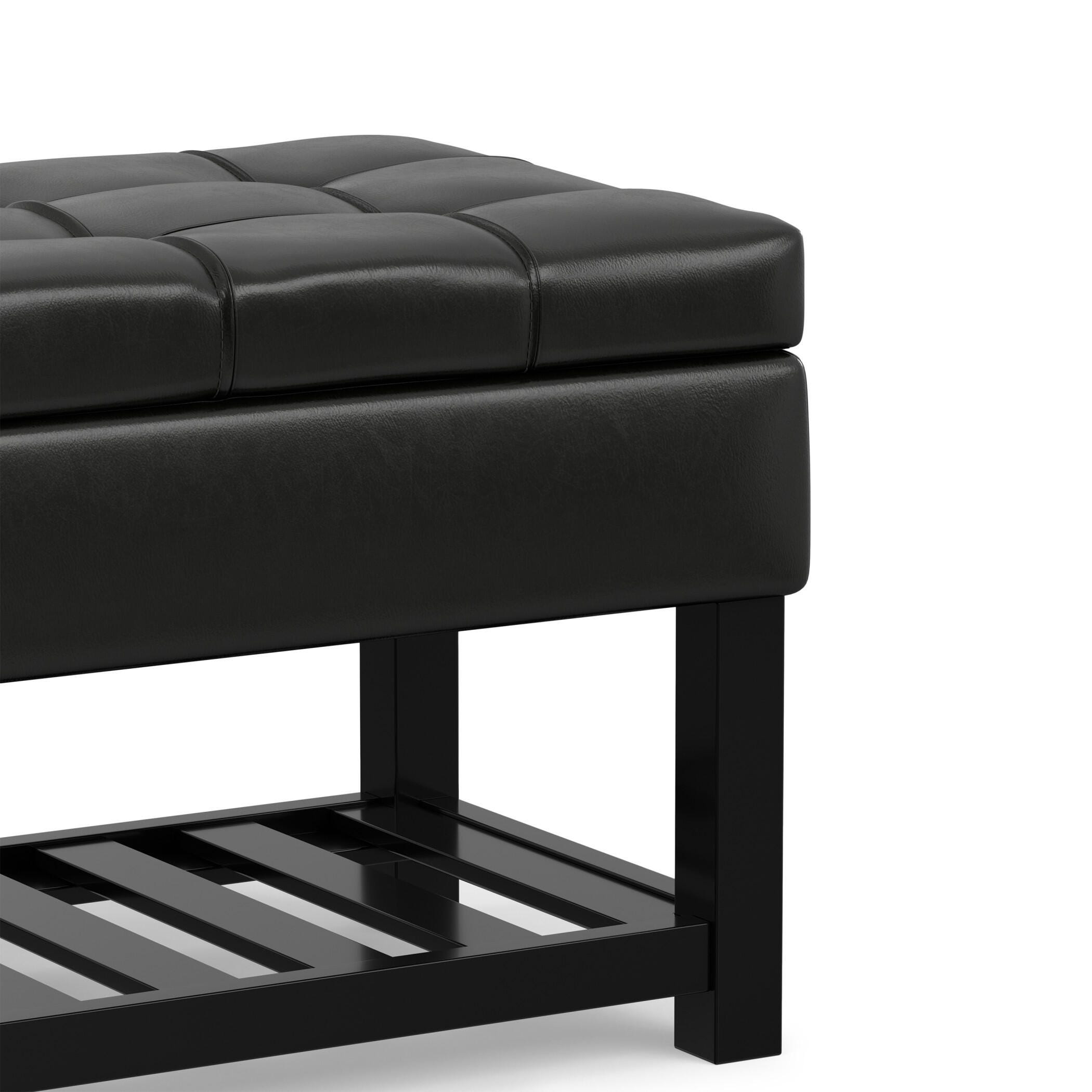 Simpli Home Saxon Ottoman Bench, Midnight Black, large