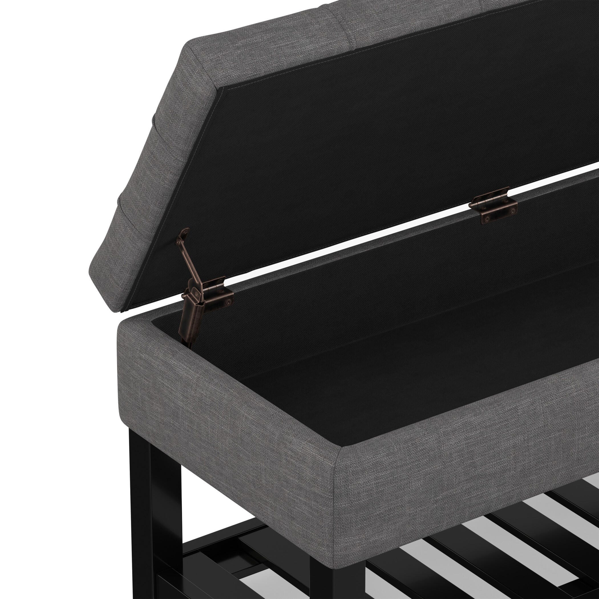 Simpli Home Saxon Ottoman Bench, Slate Gray, large
