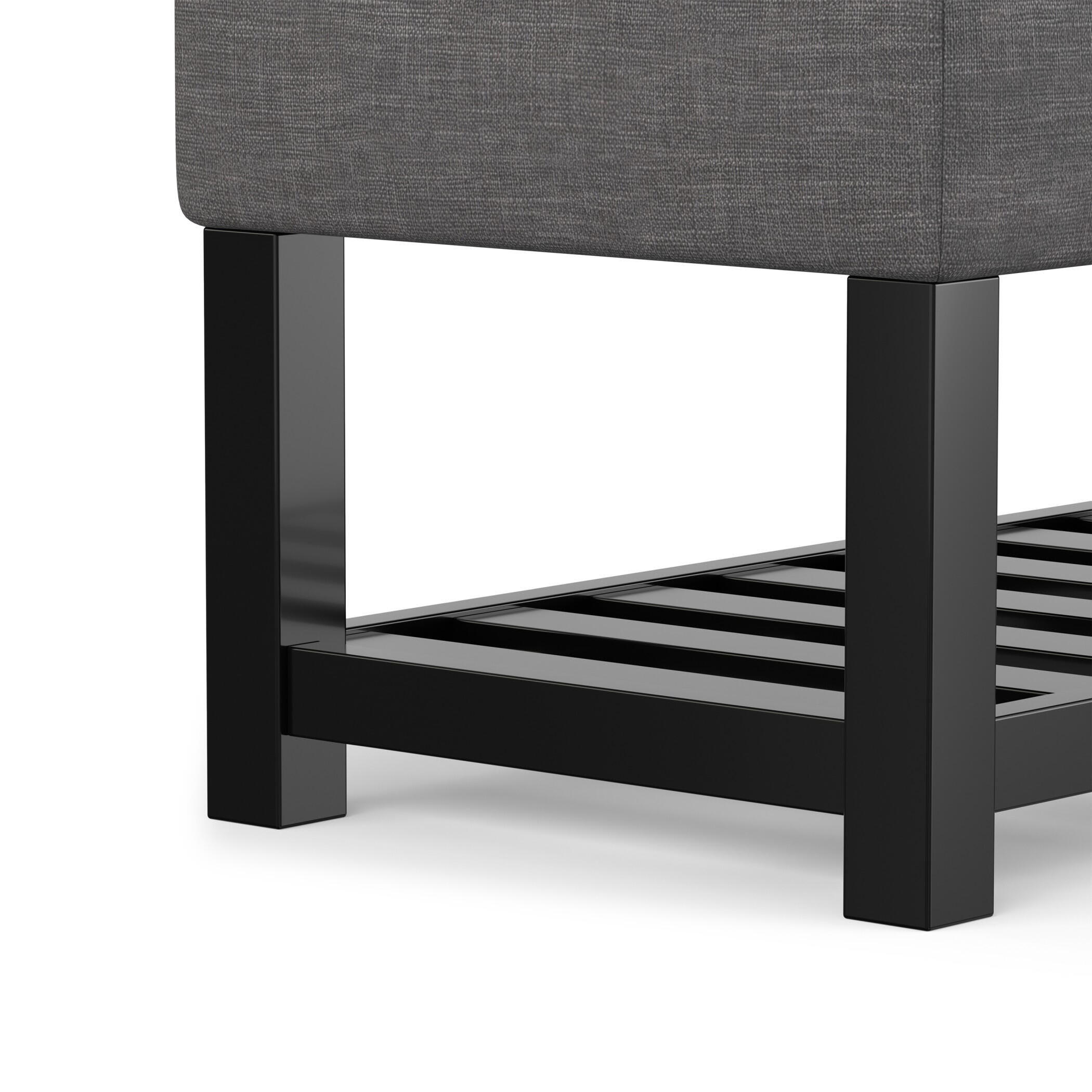 Simpli Home Saxon Ottoman Bench, Slate Gray, large