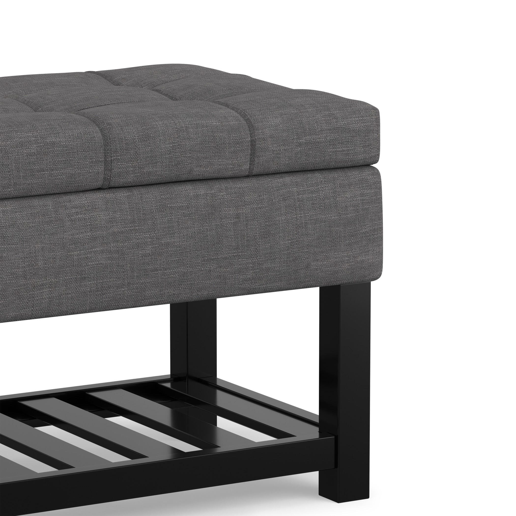 Simpli Home Saxon Ottoman Bench, Slate Gray, large