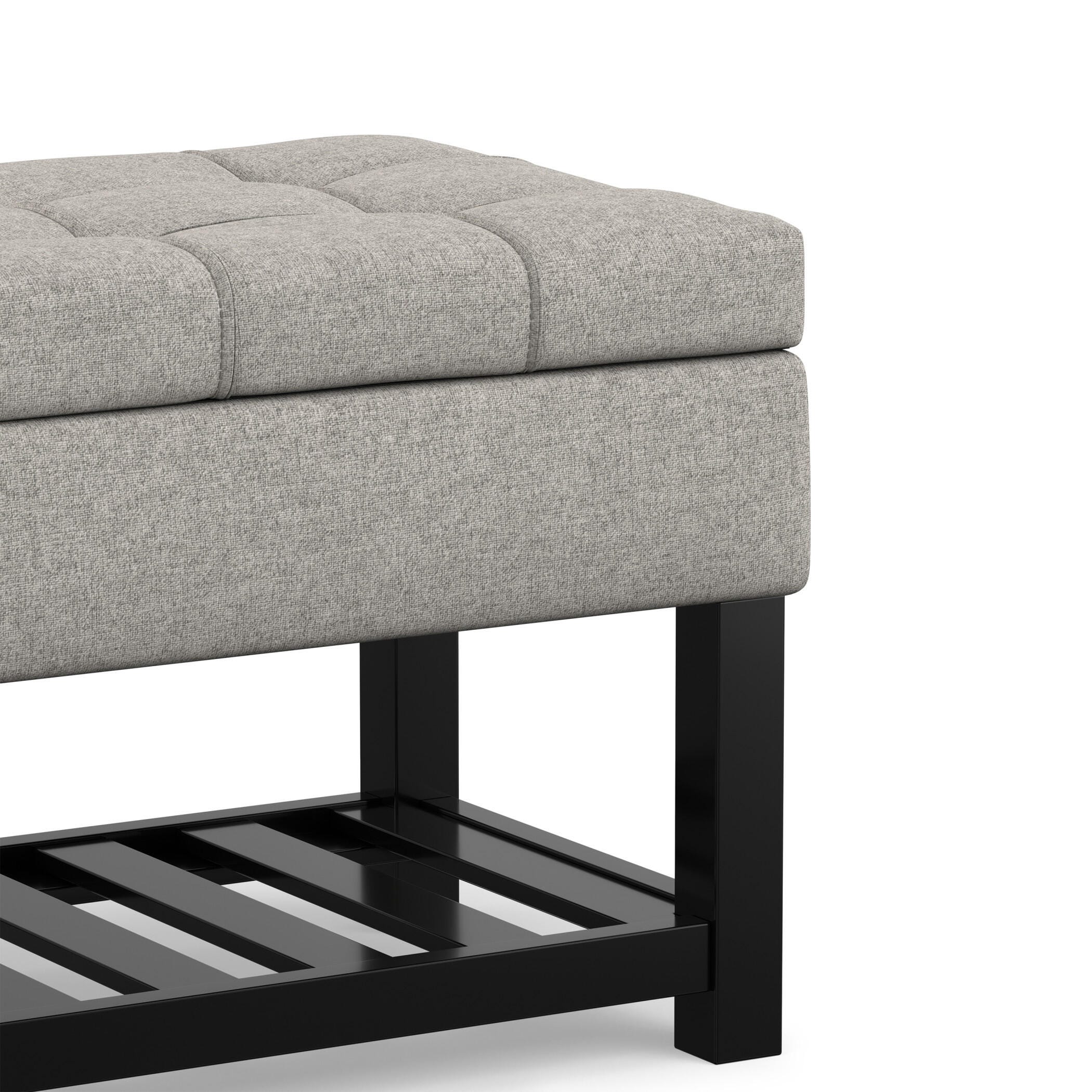Simpli Home Saxon Ottoman Bench, Dove Gray, large