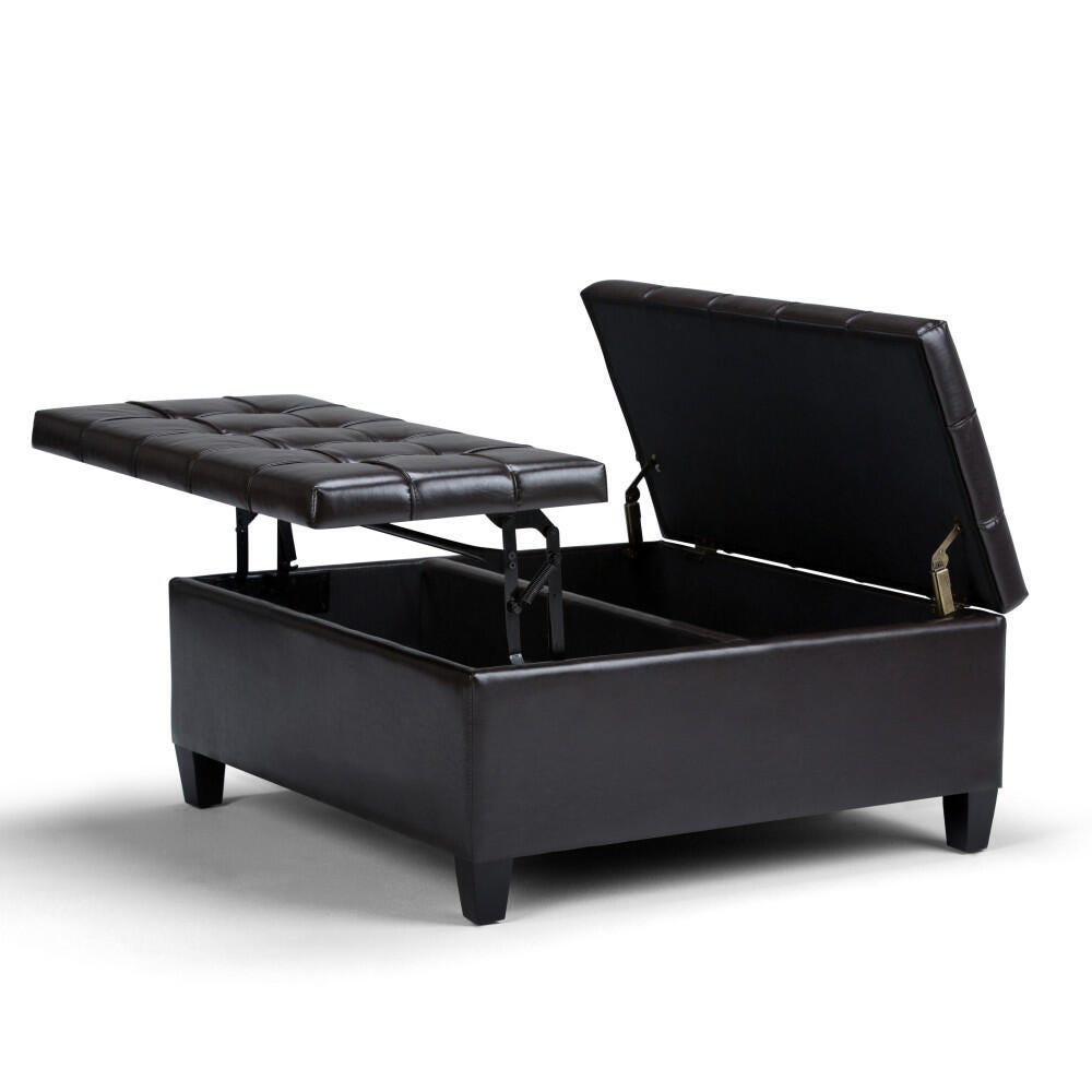 Ottoman Coffee Table Storage Ottoman, Dark Chocolate, large