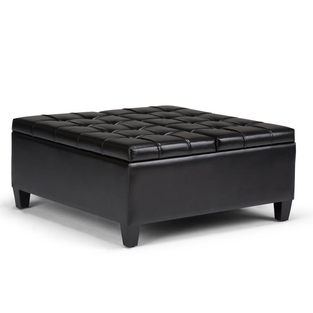 Ottoman Coffee Table Storage Ottoman, Midnight Black, large