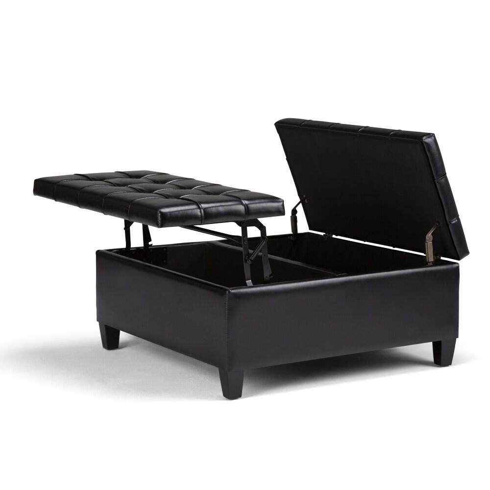 Ottoman Coffee Table Storage Ottoman, Midnight Black, large