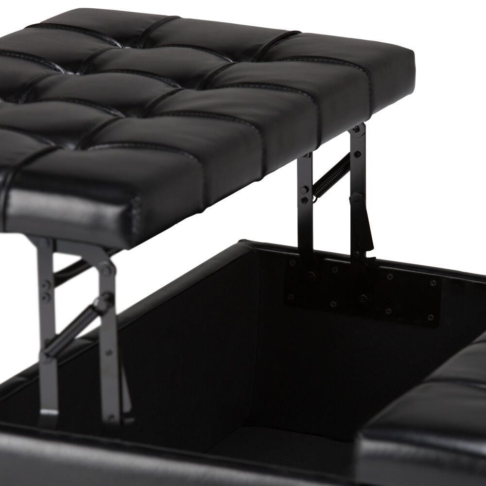 Ottoman Coffee Table Storage Ottoman, Midnight Black, large