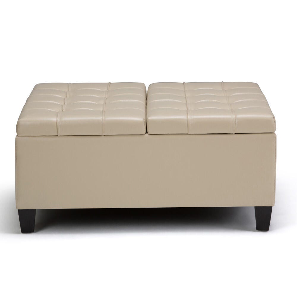 Ottoman Coffee Table Storage Ottoman, Satin Cream, large