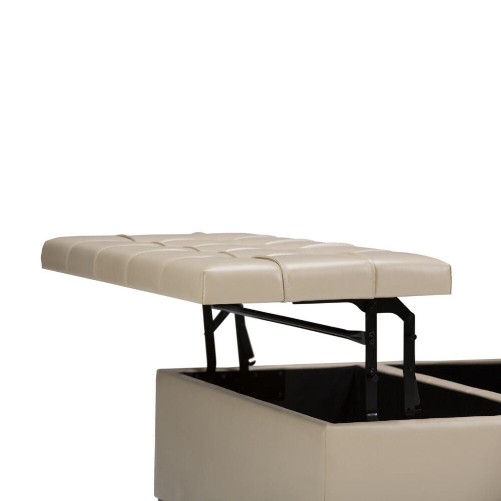 Ottoman Coffee Table Storage Ottoman, Satin Cream, large
