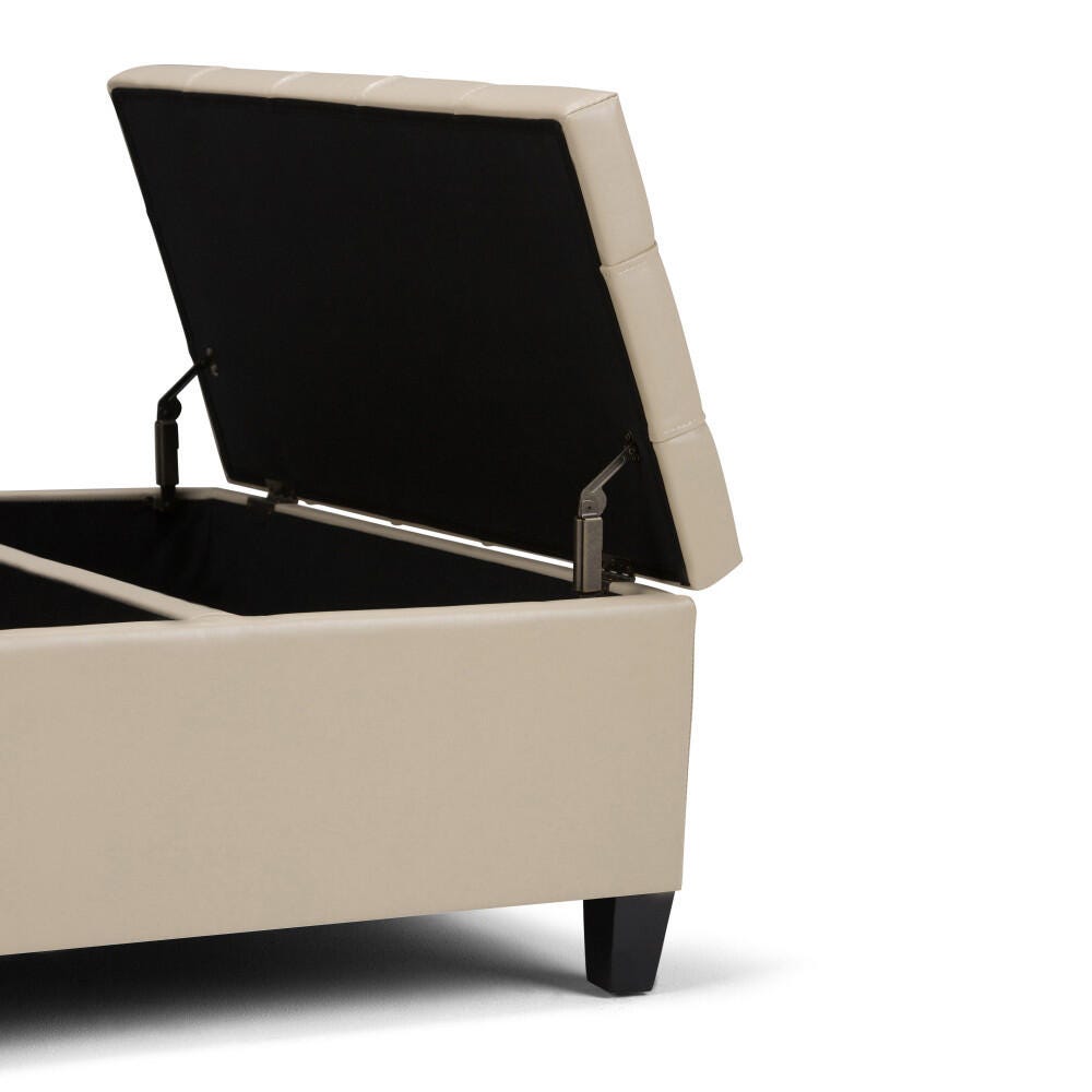 Ottoman Coffee Table Storage Ottoman, Satin Cream, large