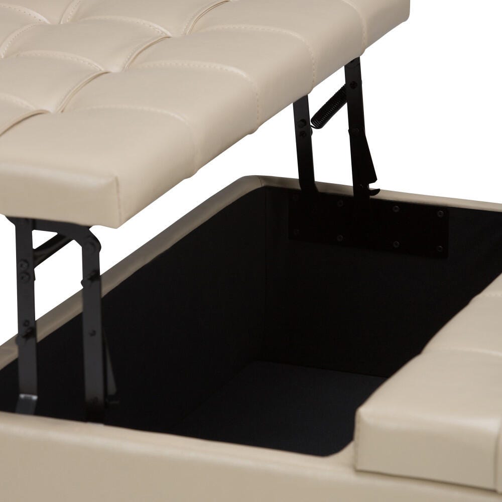 Ottoman Coffee Table Storage Ottoman, Satin Cream, large