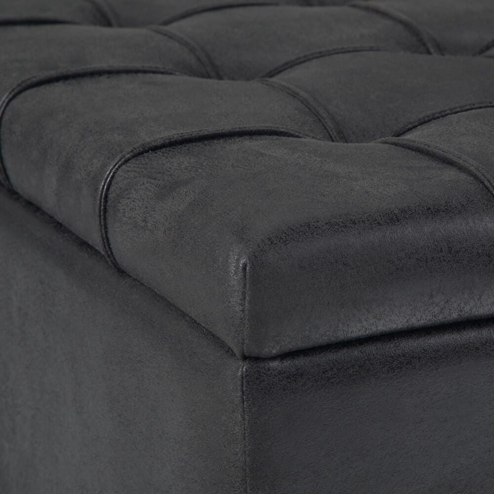 Ottoman Coffee Table Storage Ottoman, Distressed Black, large