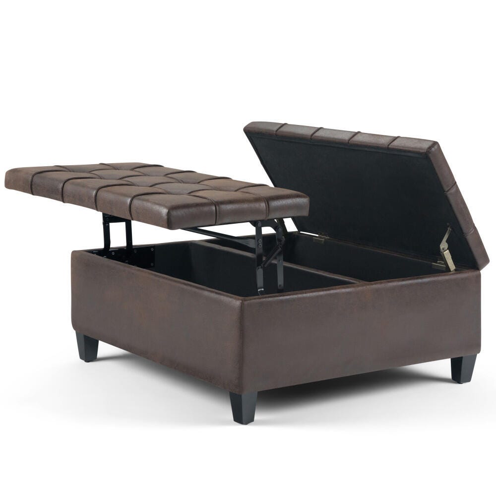 Ottoman Coffee Table Storage Ottoman, Distressed Brown, large