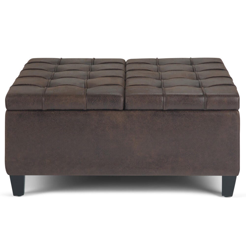 Ottoman Coffee Table Storage Ottoman, Distressed Brown, large
