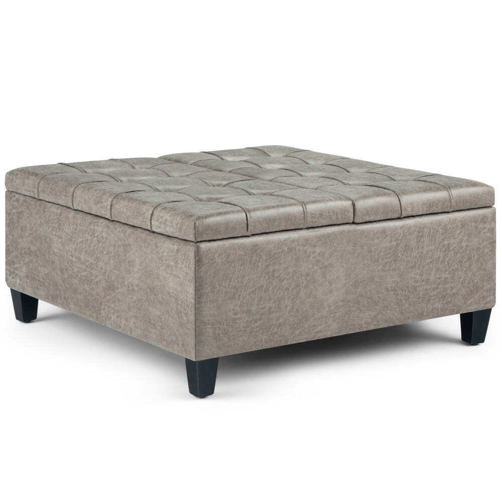 Ottoman Coffee Table Storage Ottoman, Distressed Gray Taupe, large