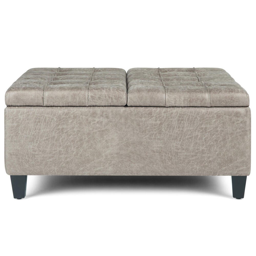 Ottoman Coffee Table Storage Ottoman, Distressed Gray Taupe, large