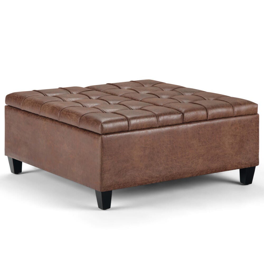 Ottoman Coffee Table Storage Ottoman, Distressed Umber Brown, large