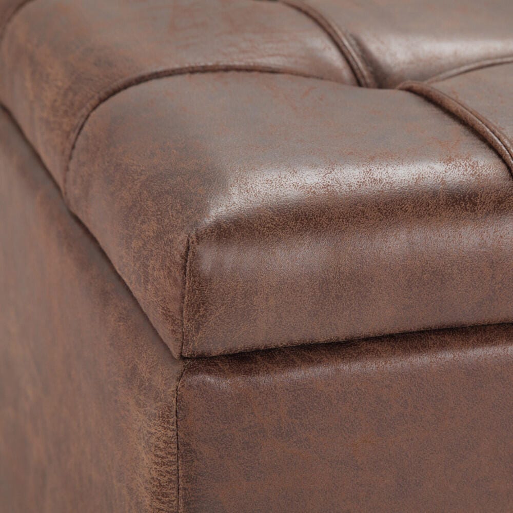 Ottoman Coffee Table Storage Ottoman, Distressed Umber Brown, large