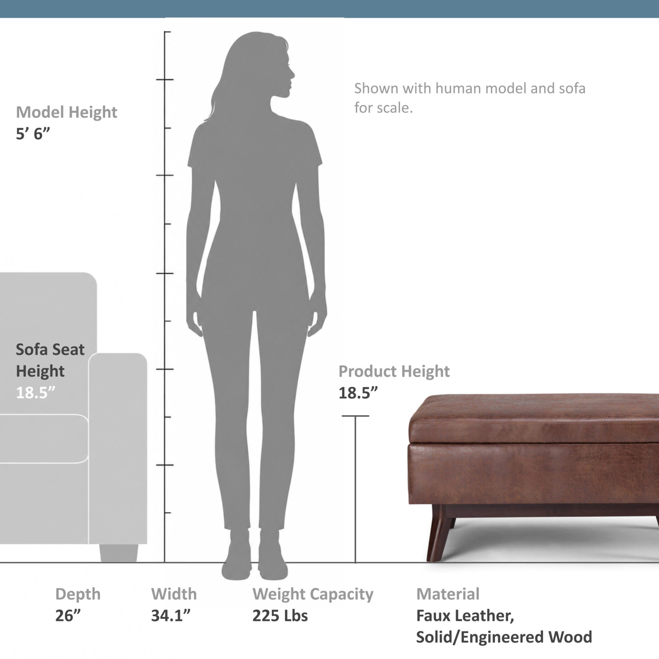 Ottoman Storage Ottoman, Distressed Saddle Brown, large
