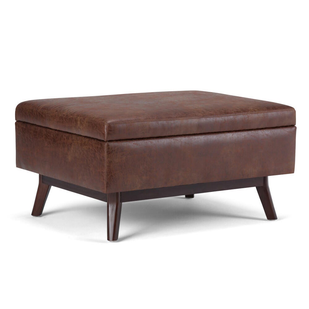 Ottoman Storage Ottoman, Distressed Saddle Brown, large