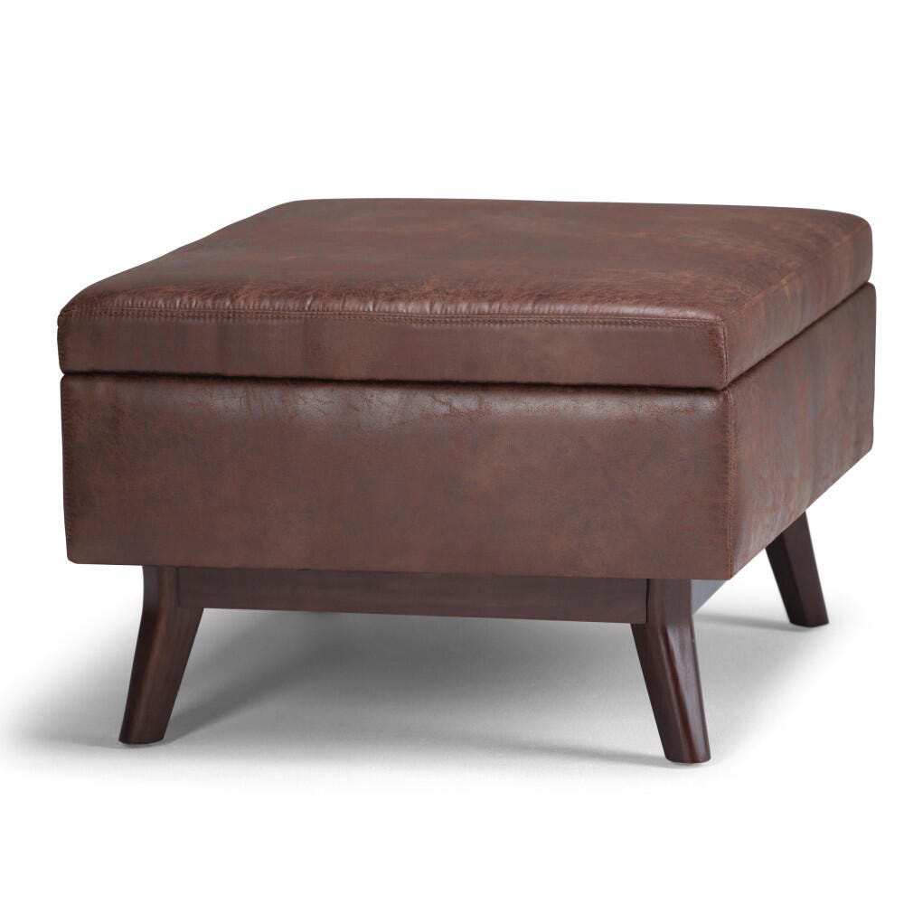 Ottoman Storage Ottoman, Distressed Saddle Brown, large