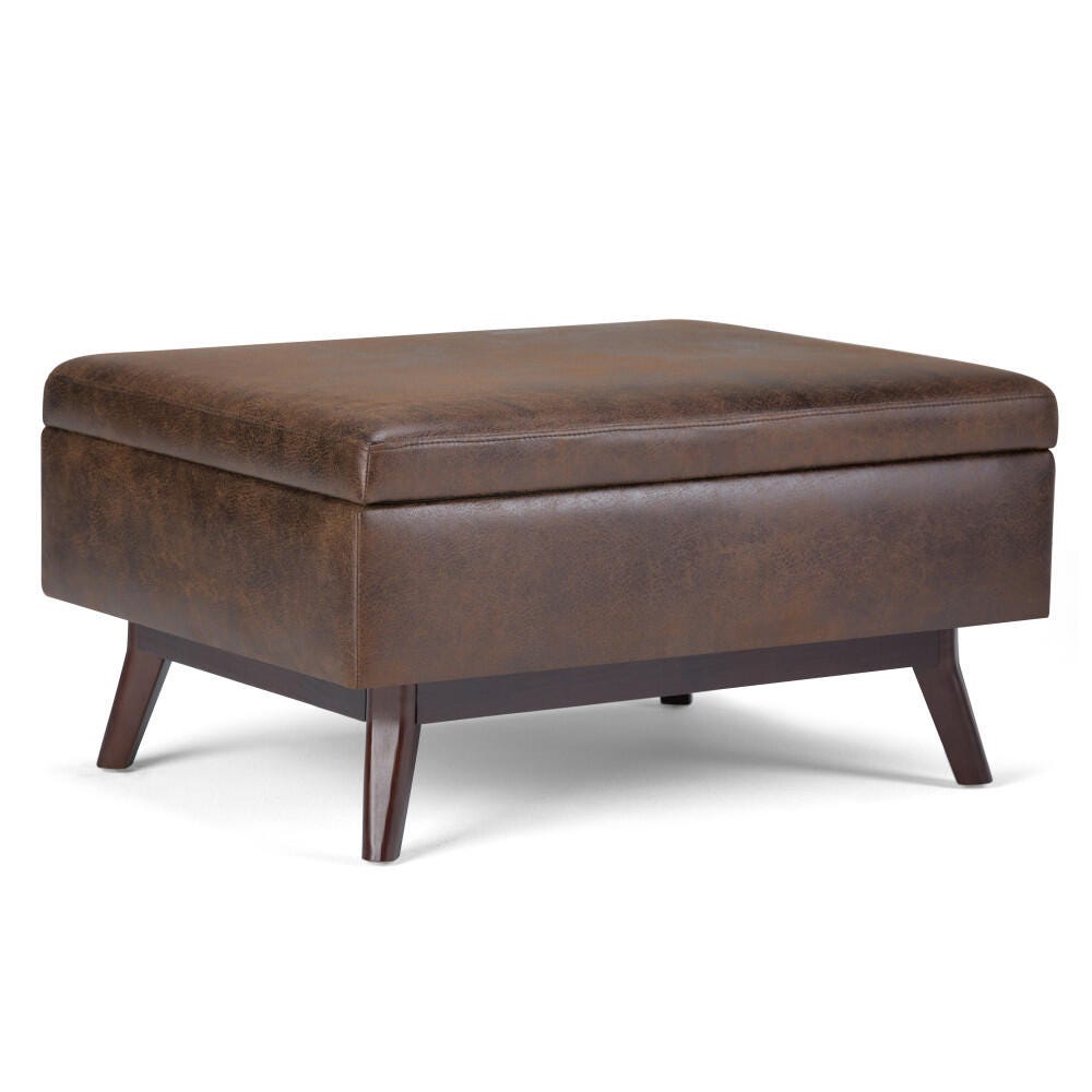 Ottoman Storage Ottoman, Distressed Chestnut Brown, large