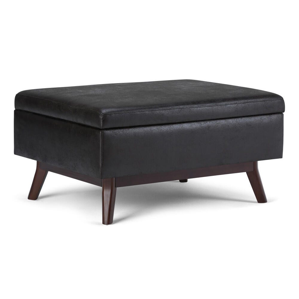 Ottoman Storage Ottoman, Distressed Black, large