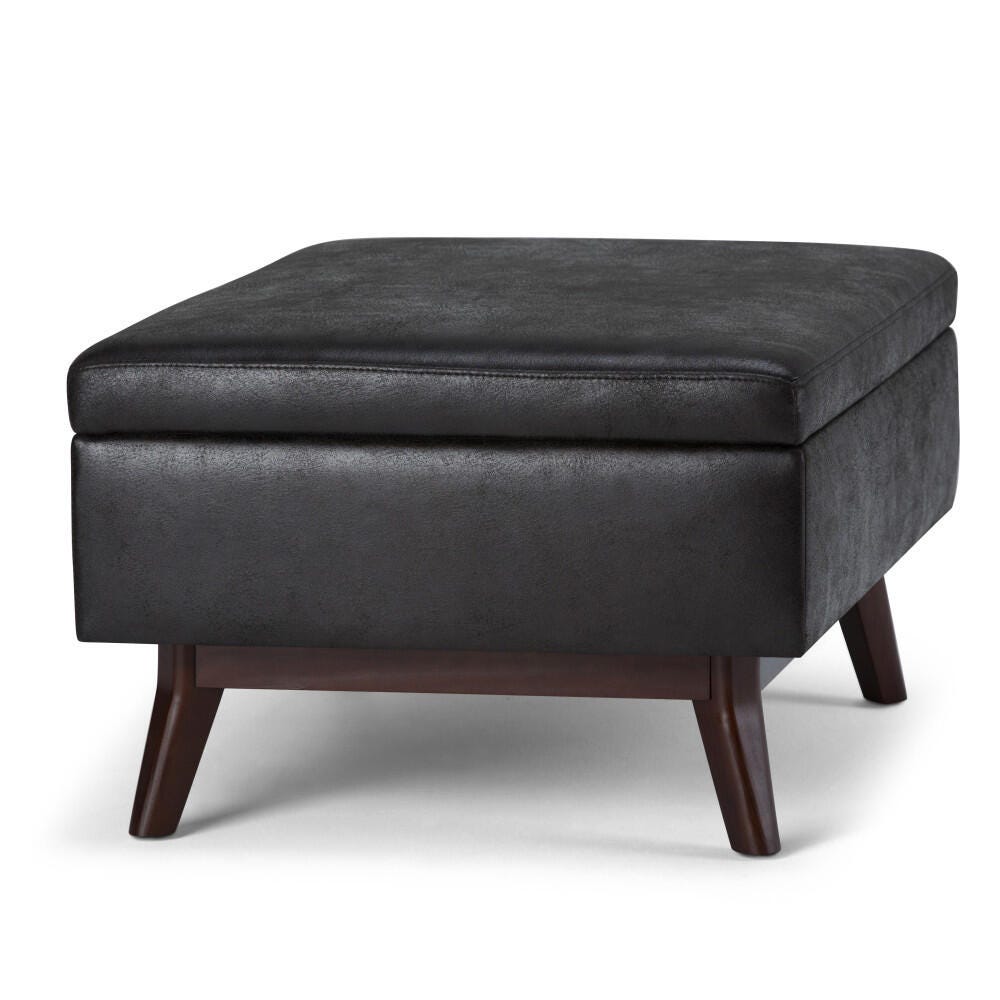 Ottoman Storage Ottoman, Distressed Black, large