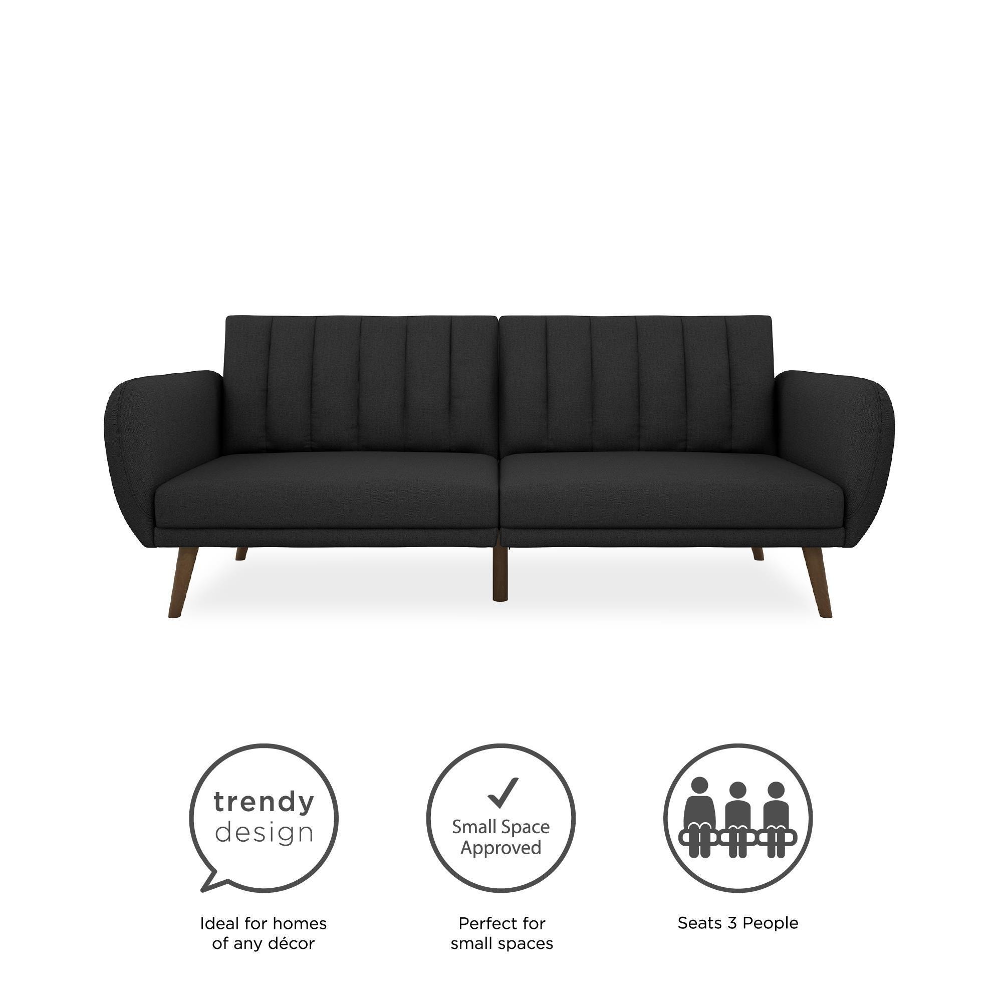 Novogratz Brittany Linen Futon, Dark Gray, large