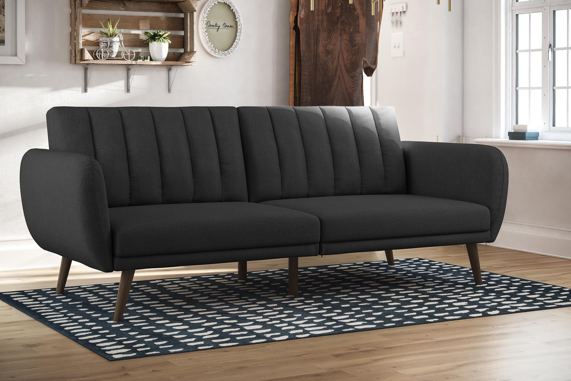 Novogratz Brittany Linen Futon, Dark Gray, large