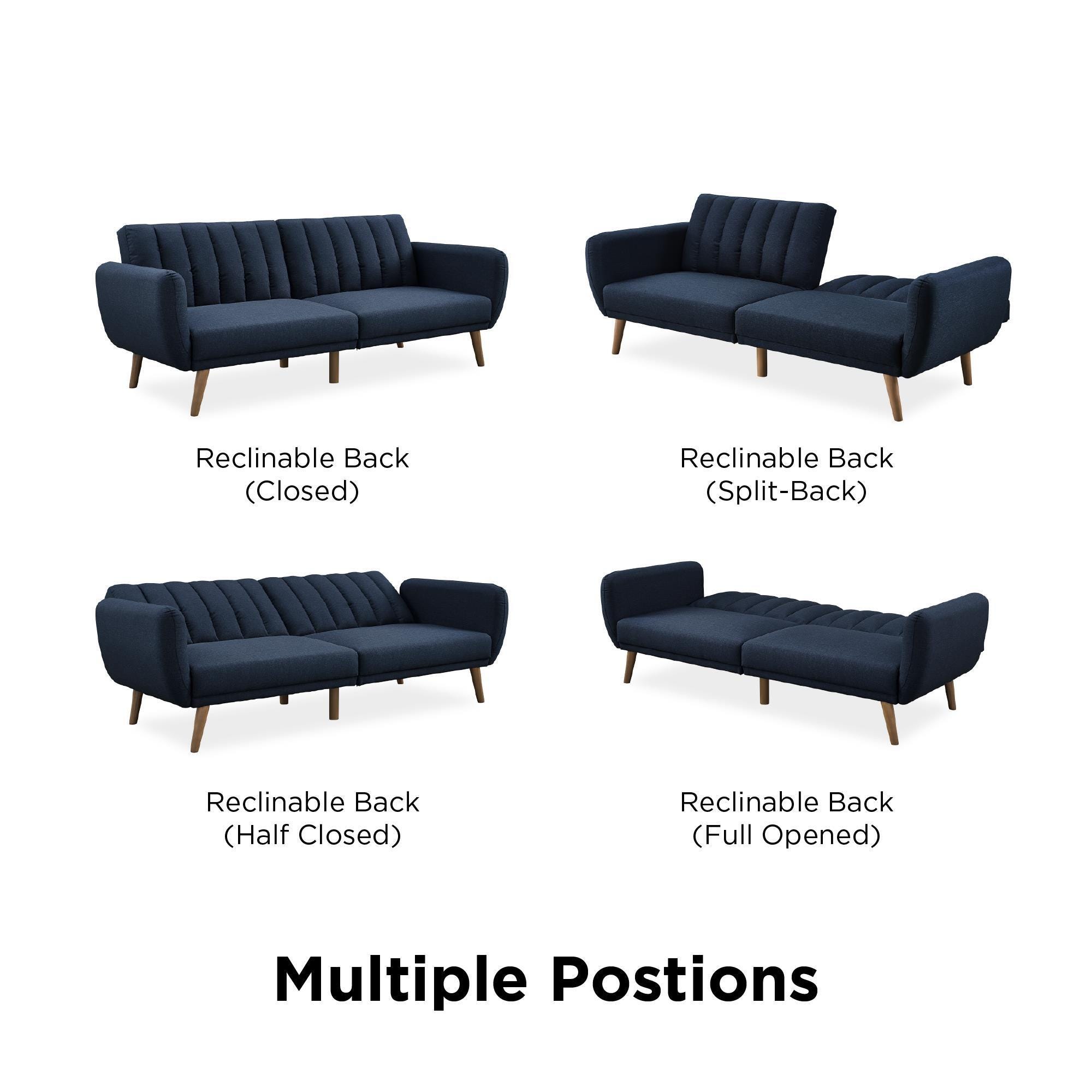Novogratz Brittany Linen Futon, Navy, large