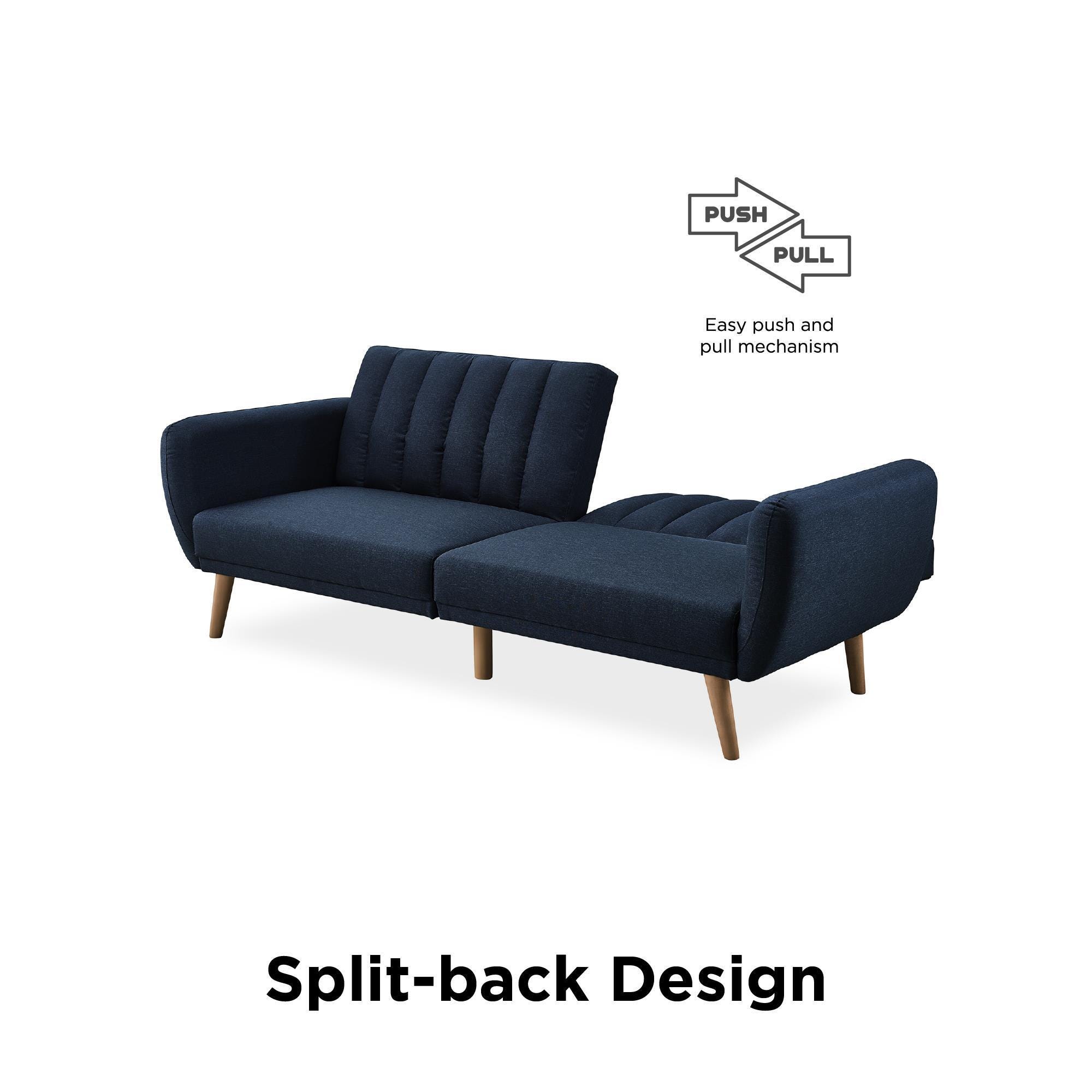 Novogratz Brittany Linen Futon, Navy, large