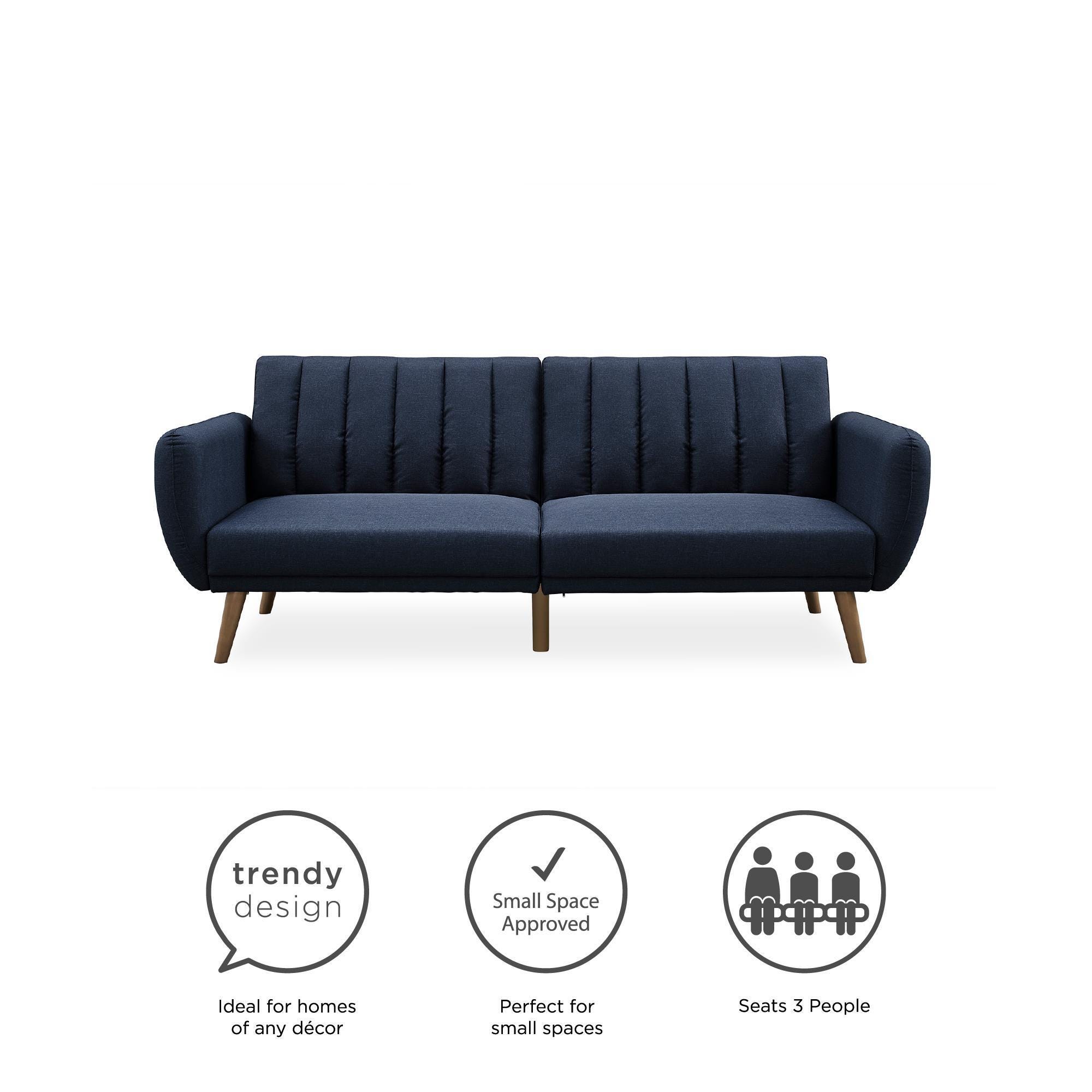 Novogratz Brittany Linen Futon, Navy, large