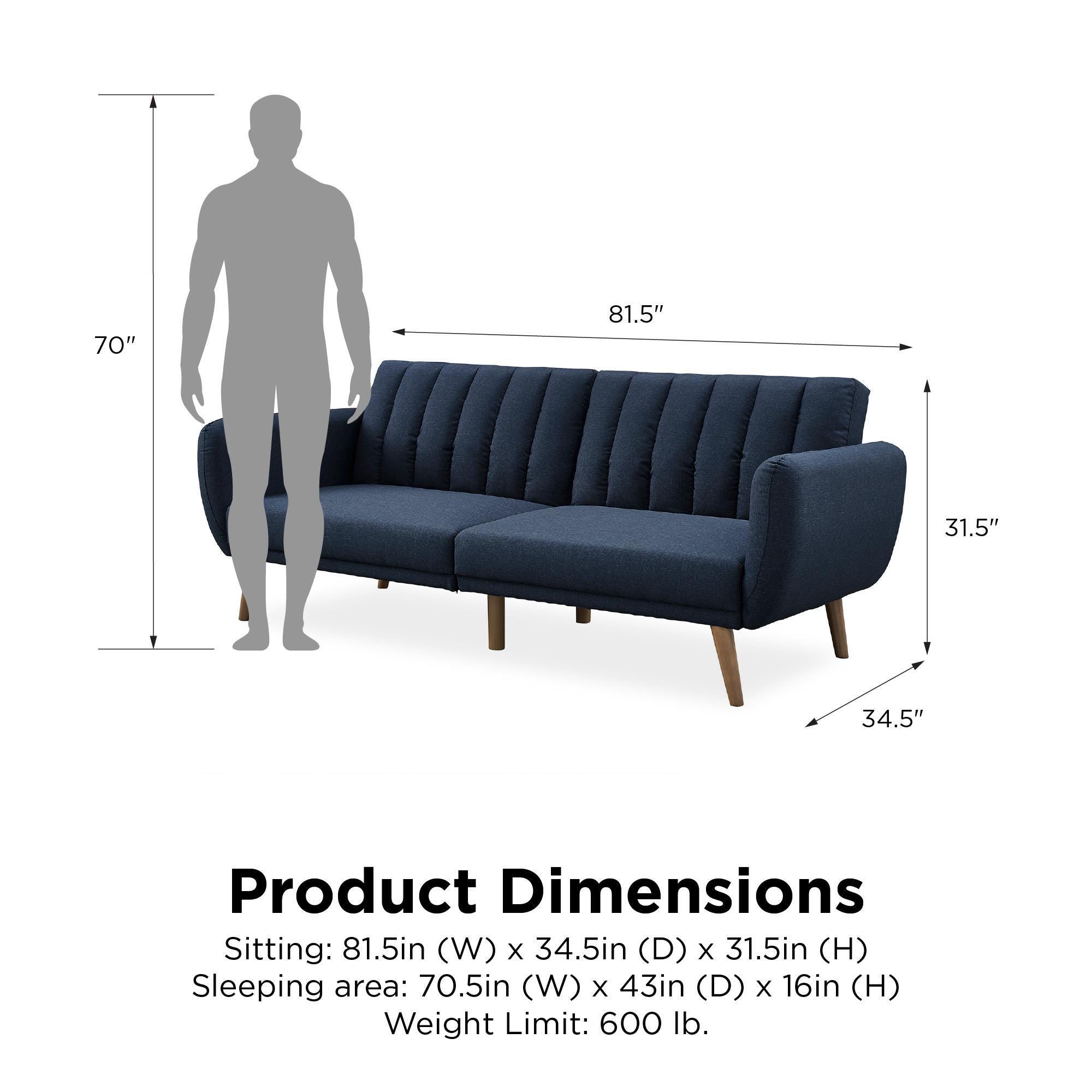Novogratz Brittany Linen Futon, Navy, large