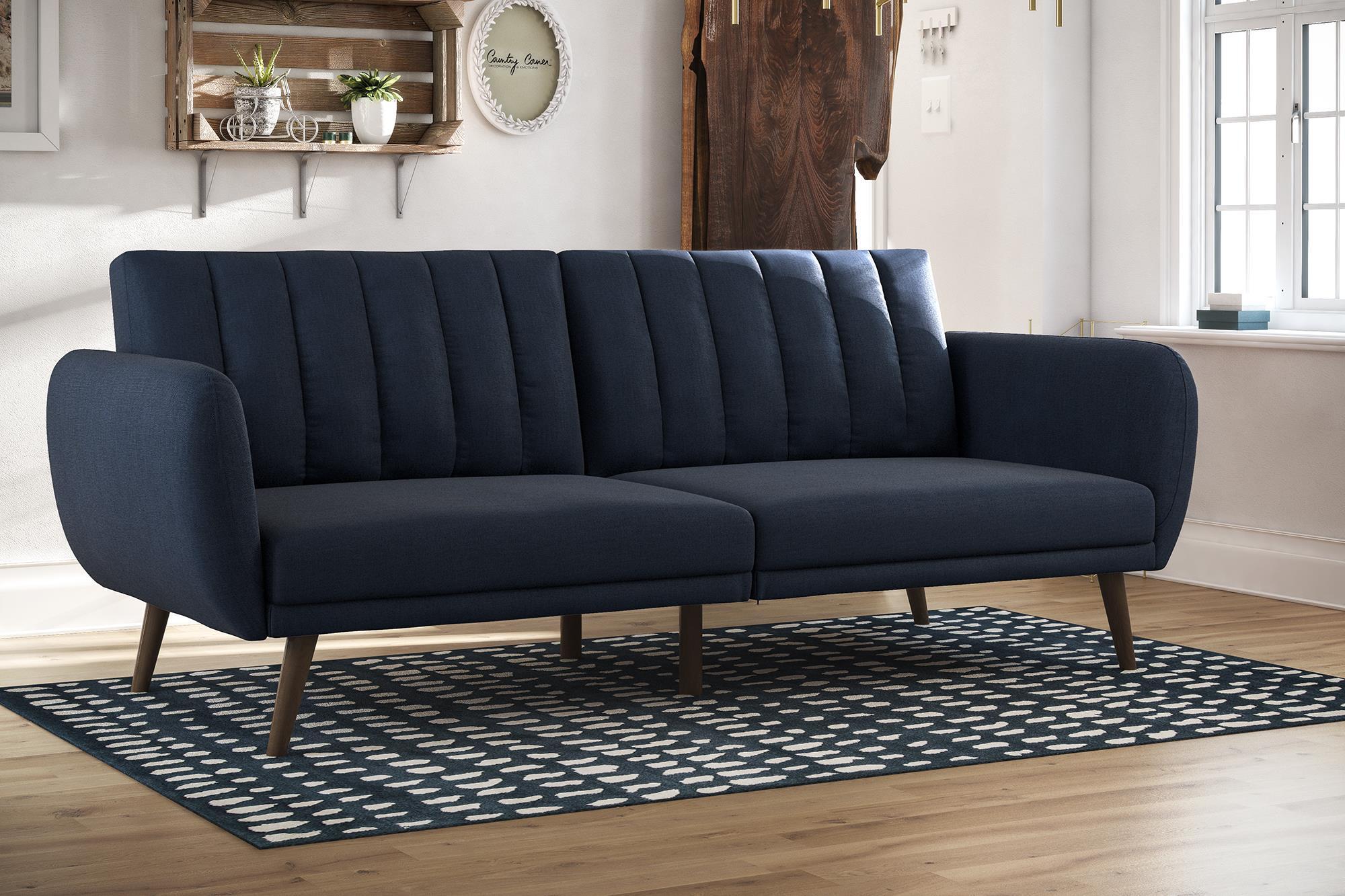 Novogratz Brittany Linen Futon, Navy, large