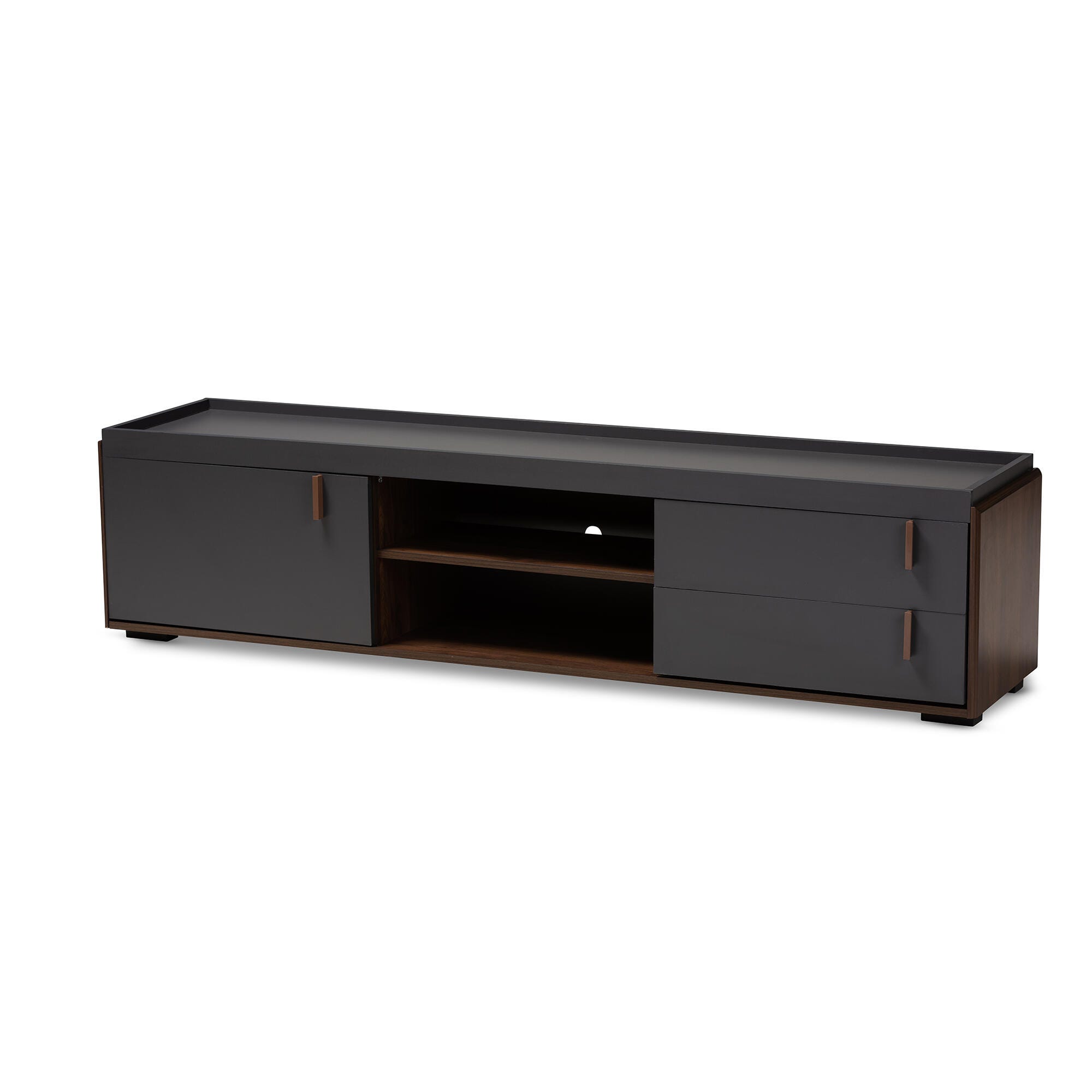 Baxton Studio Rikke Contemporary Two-Tone Gray 2-Drawer TV Stand, , large