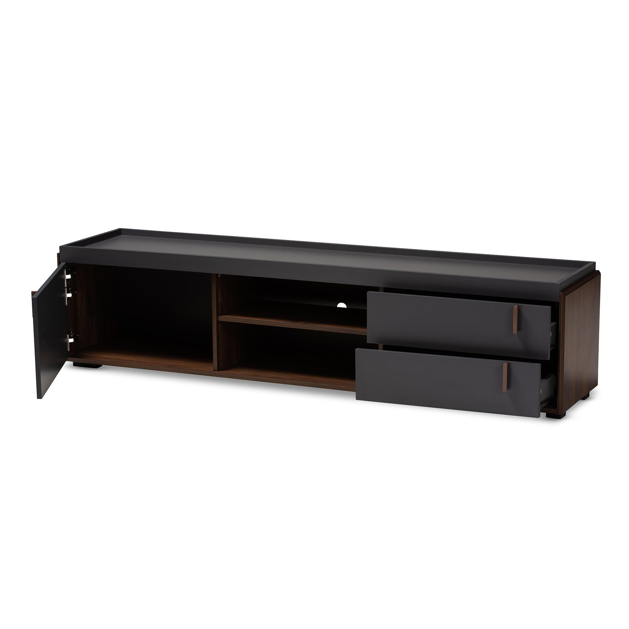 Baxton Studio Rikke Contemporary Two-Tone Gray 2-Drawer TV Stand, , large