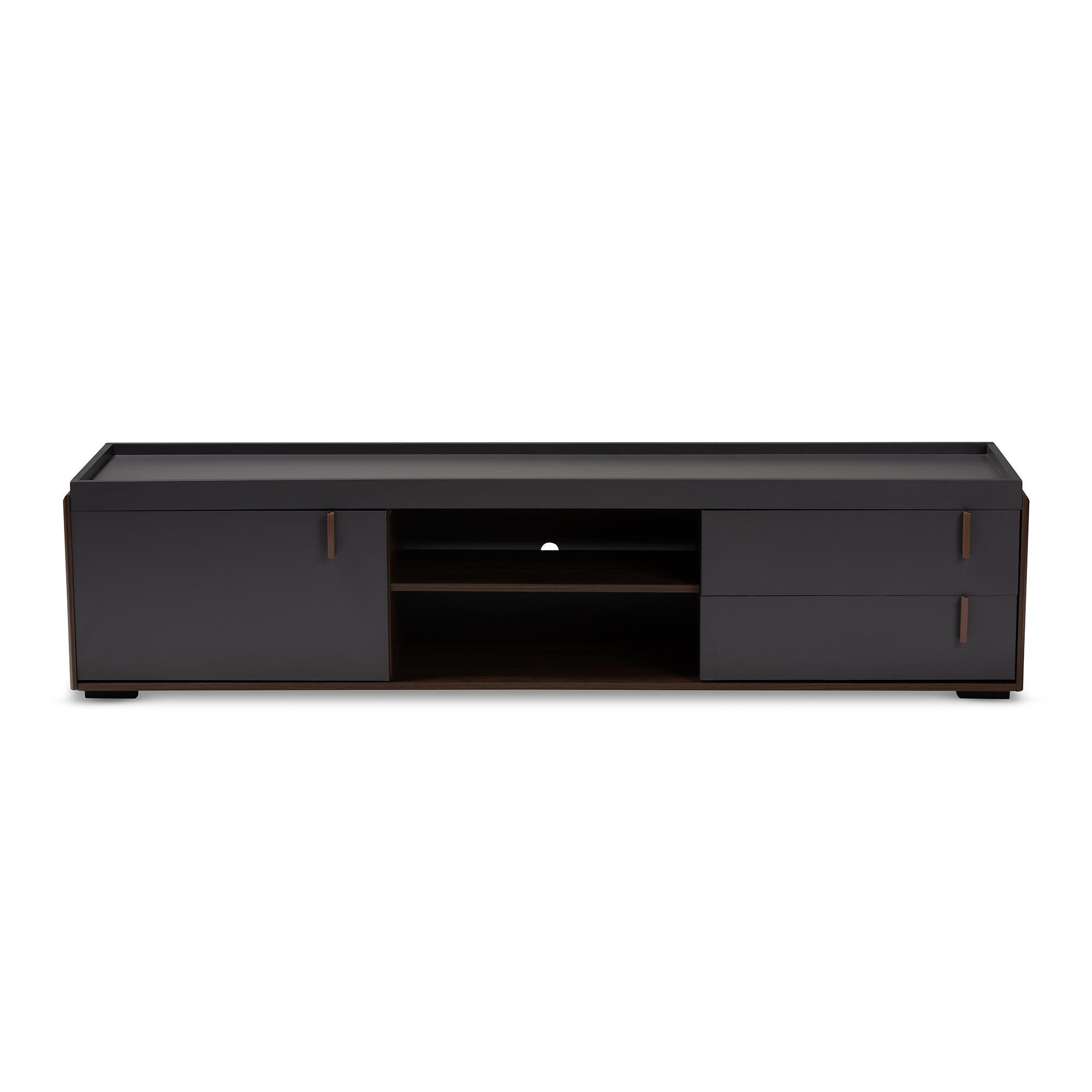 Baxton Studio Rikke Contemporary Two-Tone Gray 2-Drawer TV Stand, , large