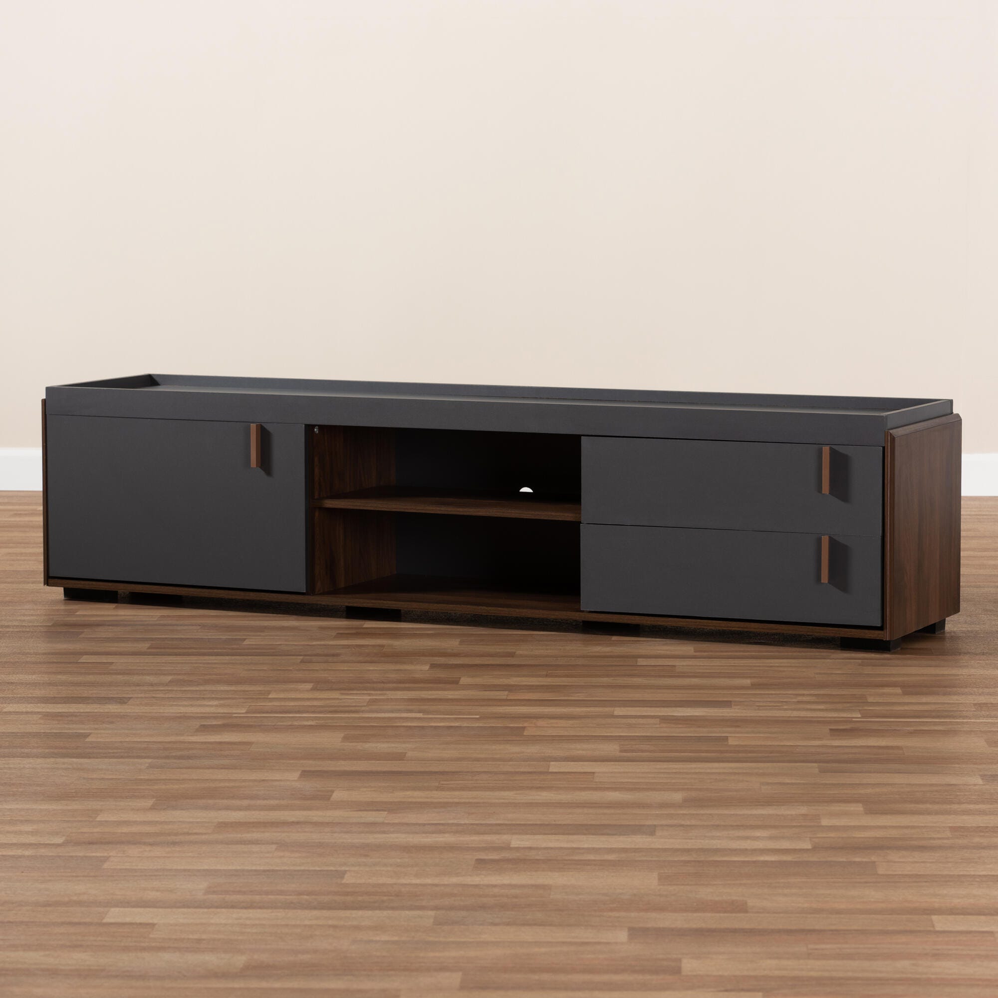 Baxton Studio Rikke Contemporary Two-Tone Gray 2-Drawer TV Stand, , large