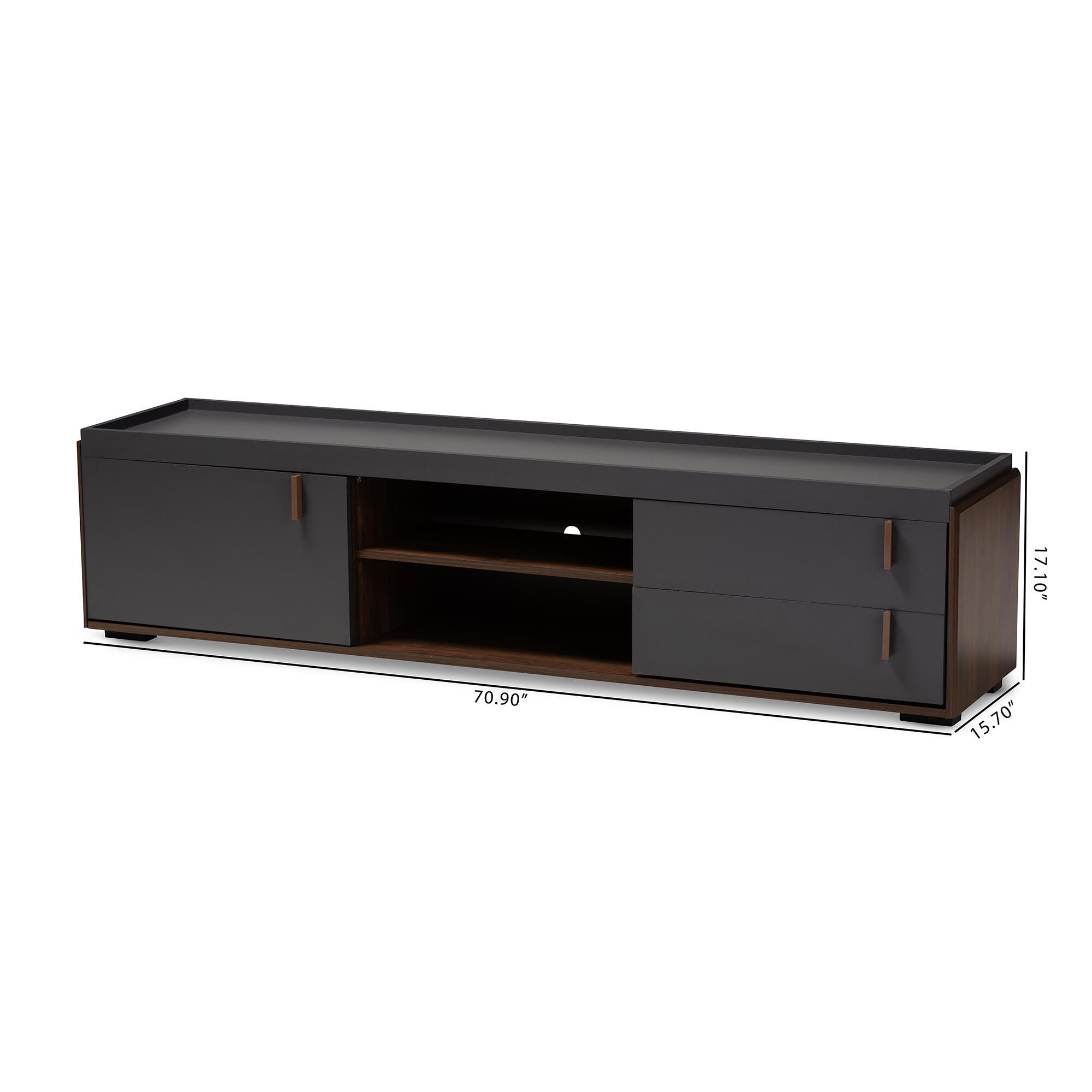 Baxton Studio Rikke Contemporary Two-Tone Gray 2-Drawer TV Stand, , large