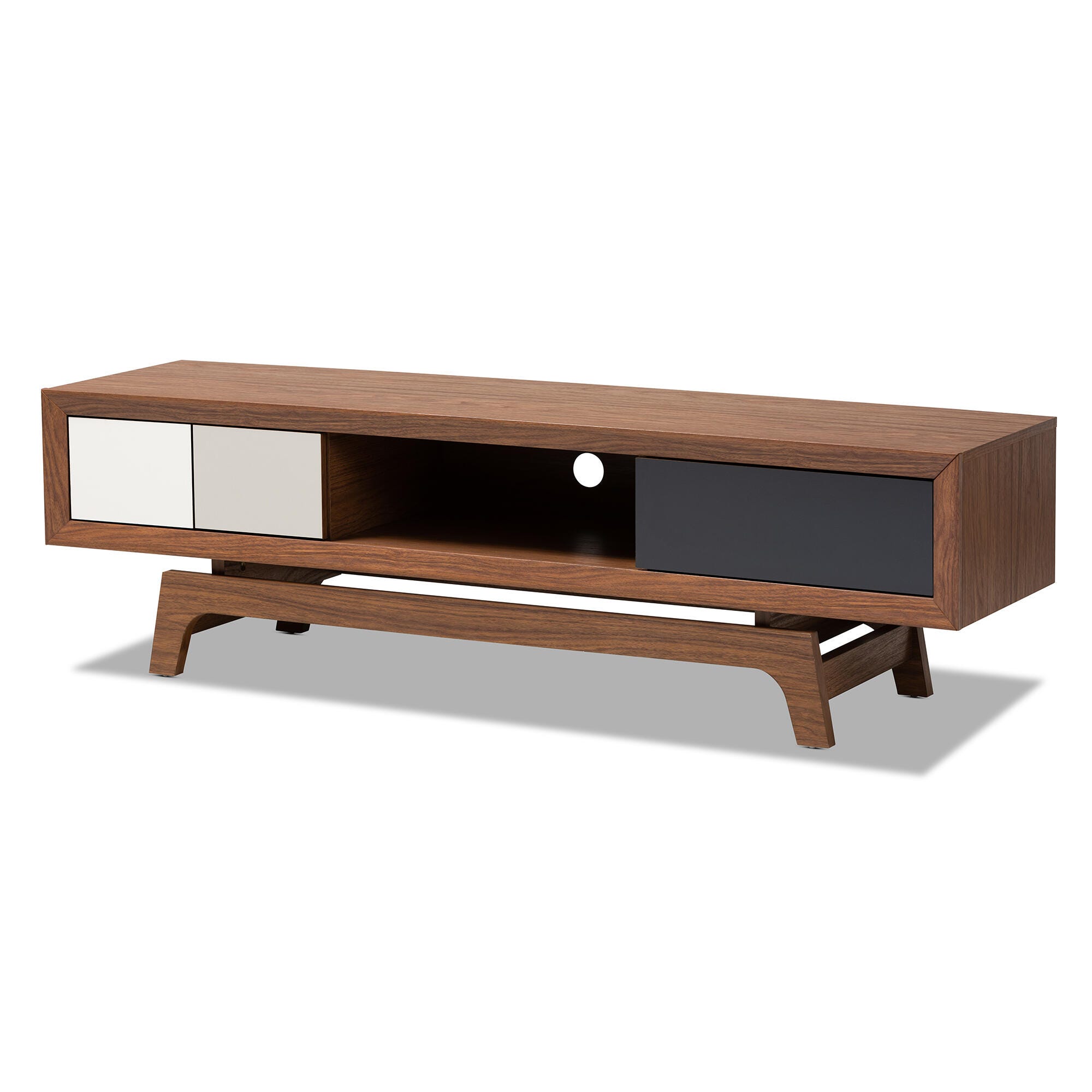 Baxton Studio Mid-Century Modern 3-Drawer TV Stand, , large