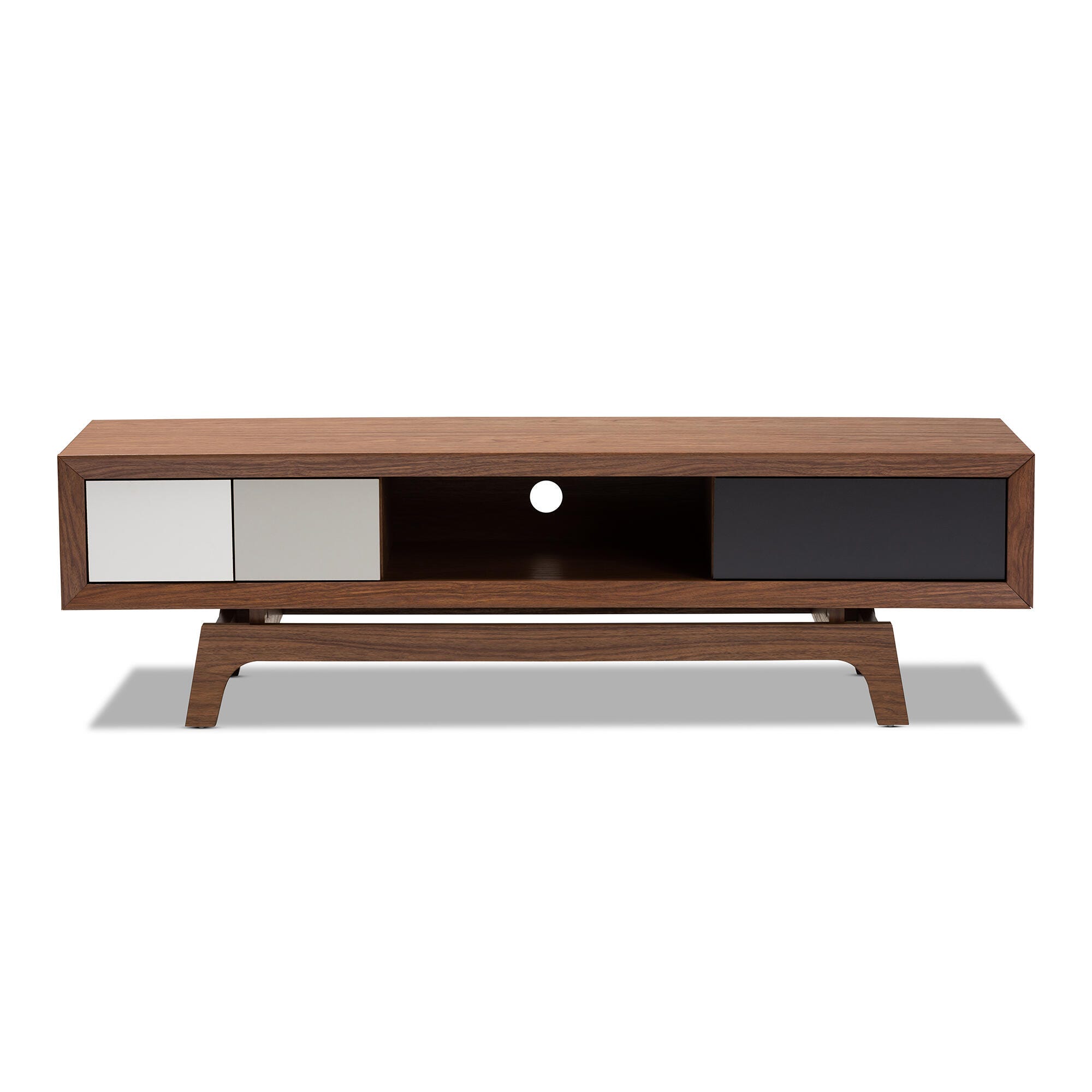 Baxton Studio Mid-Century Modern 3-Drawer TV Stand, , large